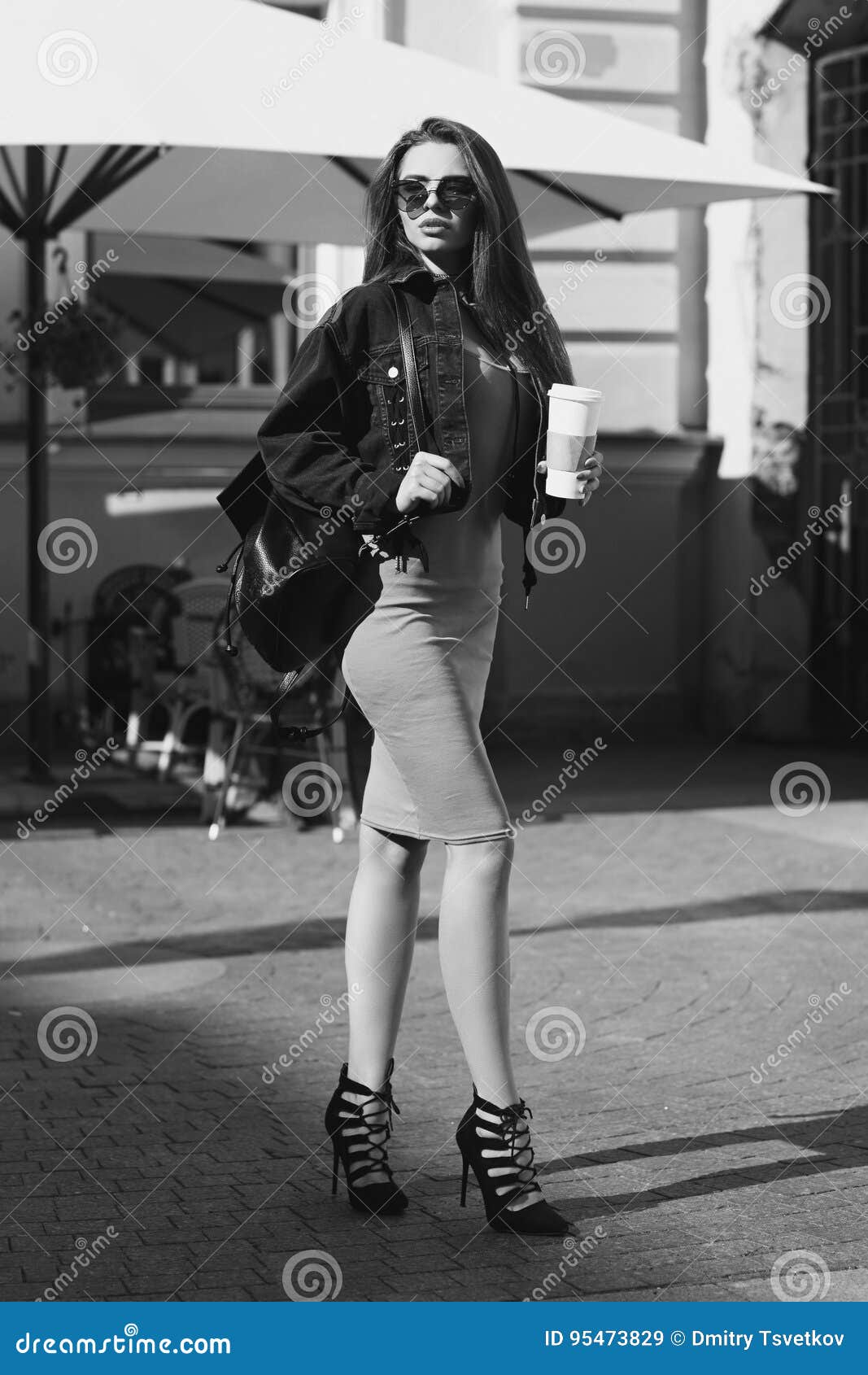 Stylish Girl Walking in City Stock Image - Image of beautiful, leather ...