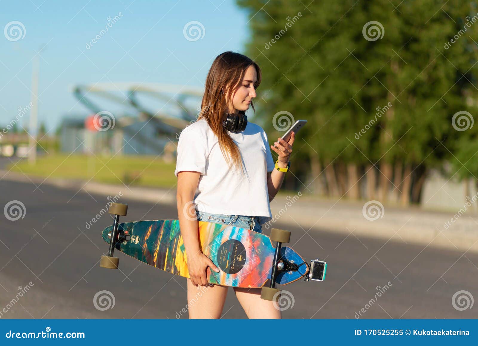 wool Sanctuary Inactive Stylish Girl in White Stockings Walking with Longboard Stock Image - Image  of beauty, modern: 170525255