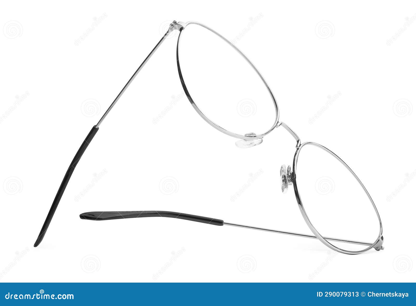 Stylish Glasses with Metal Frame Isolated on White Stock Image Image