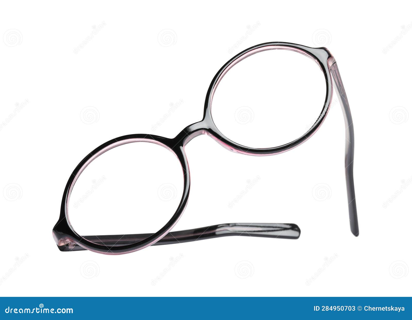 Stylish Glasses with Plastic Frame Isolated on White Stock Image