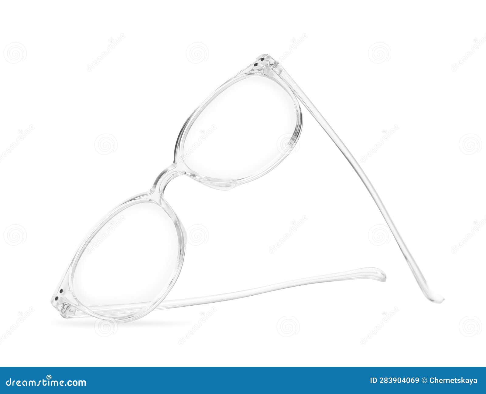 Stylish Glasses with Transparent Frame Isolated on White Stock Image