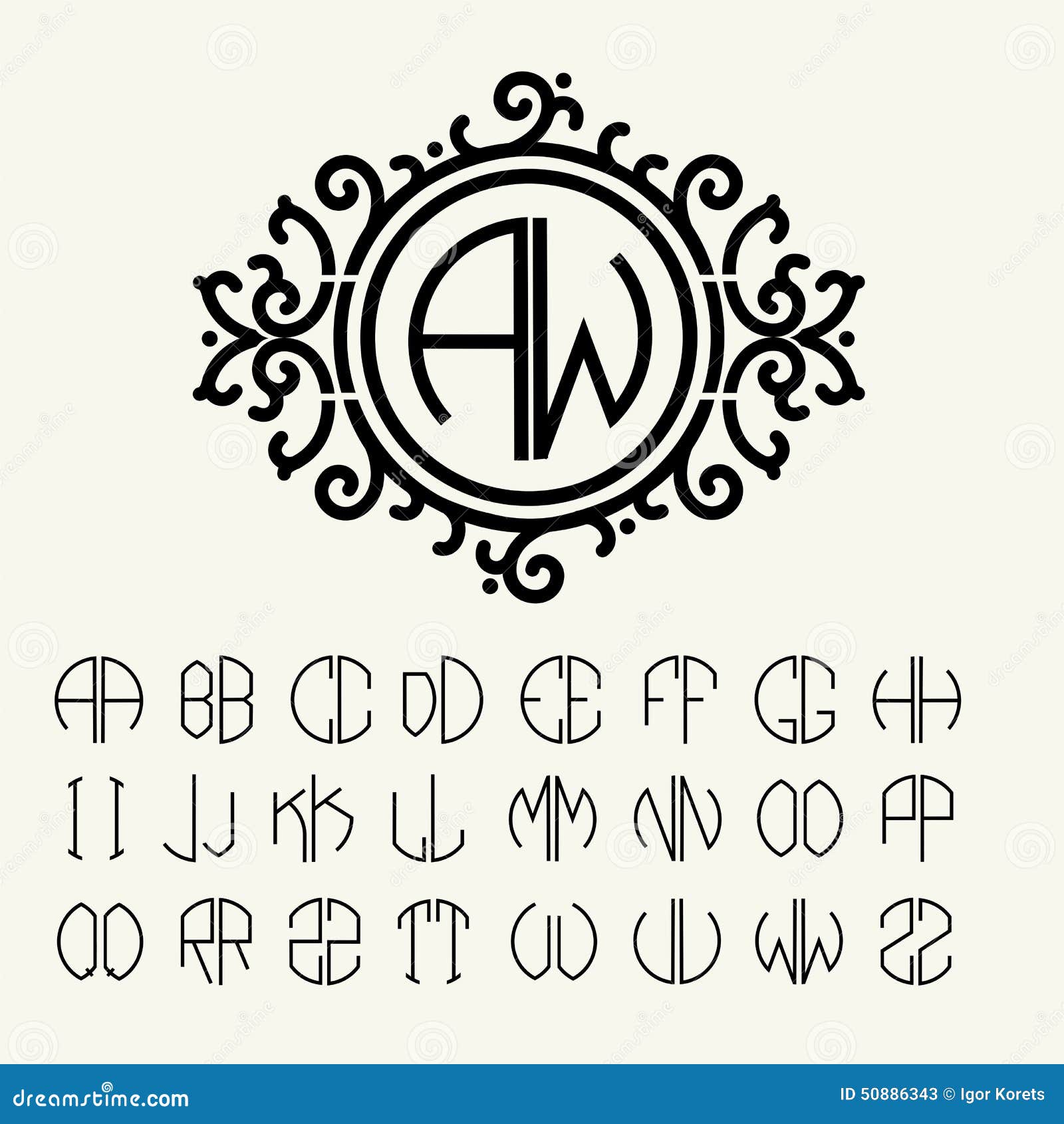 stylish graceful monogram in victorian style