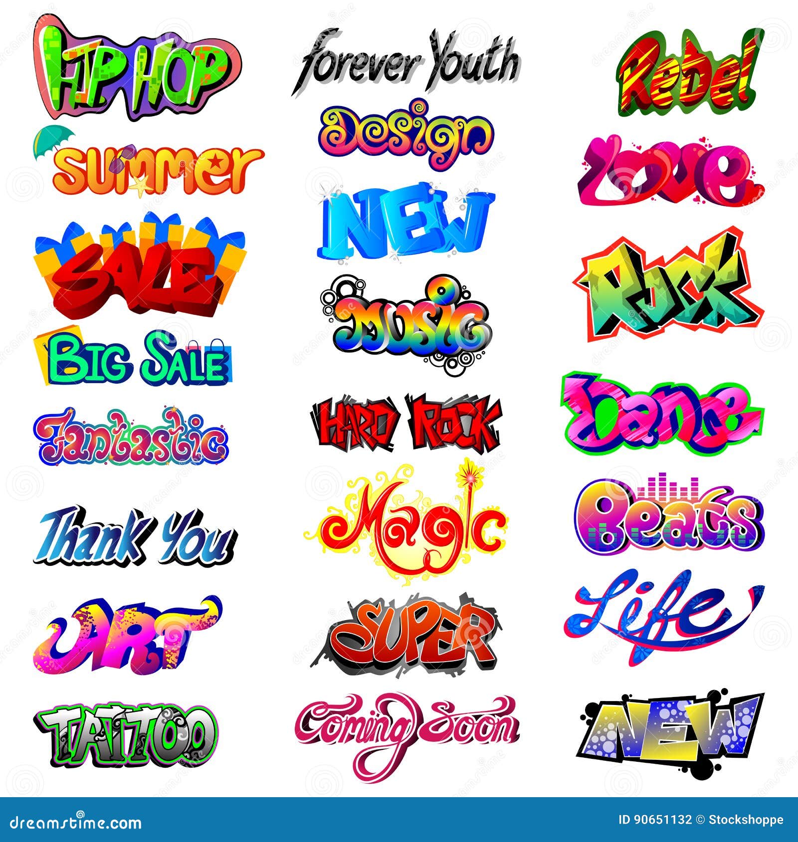 Stylish Graffiti Word Text Label Stock Vector Illustration of love, graffiti 90651132