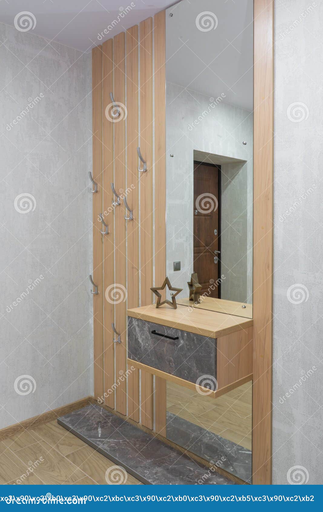 Stylish Hallway Interior with Mirror and Hanger Stand Stock Image