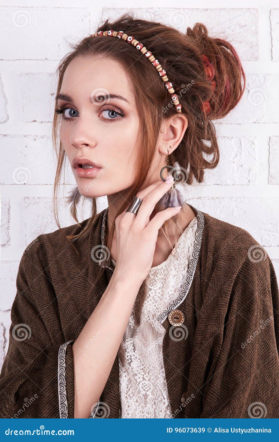Stylish Hipster Girl with Hairstyle and Accessories Stock Image - Image of  indoor, glasses: 96073639