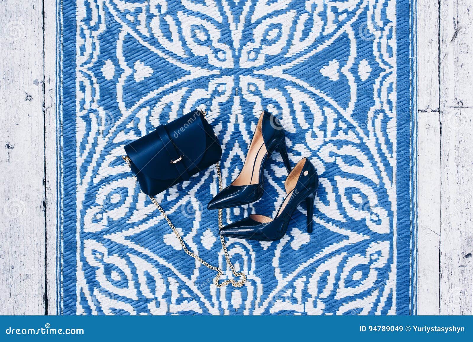 Stylish Image of Trendy Blue Women`s Summer Heels. Stock Image - Image ...