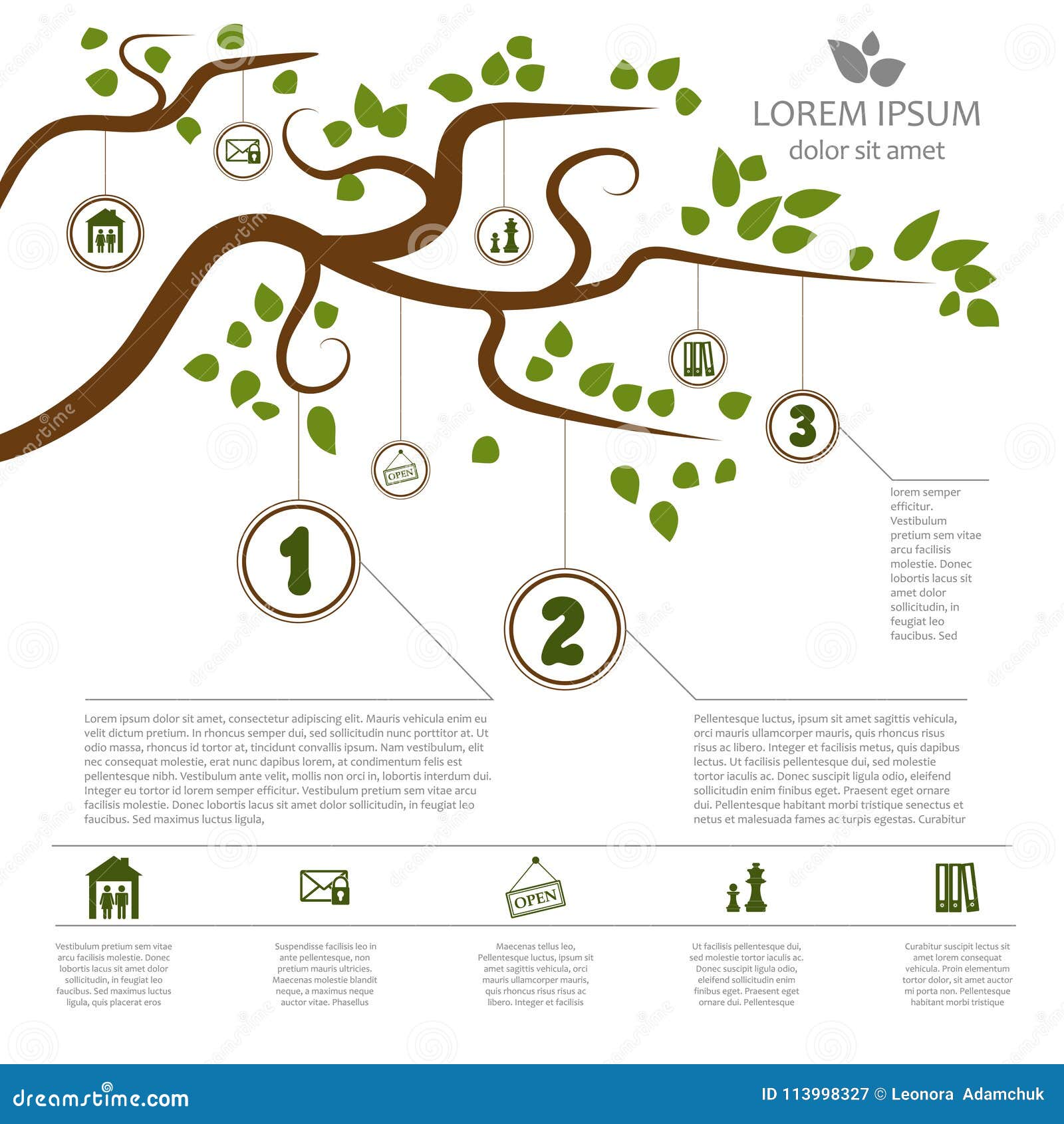 stylish infographics with a tree for a specific  and a place for your text.
