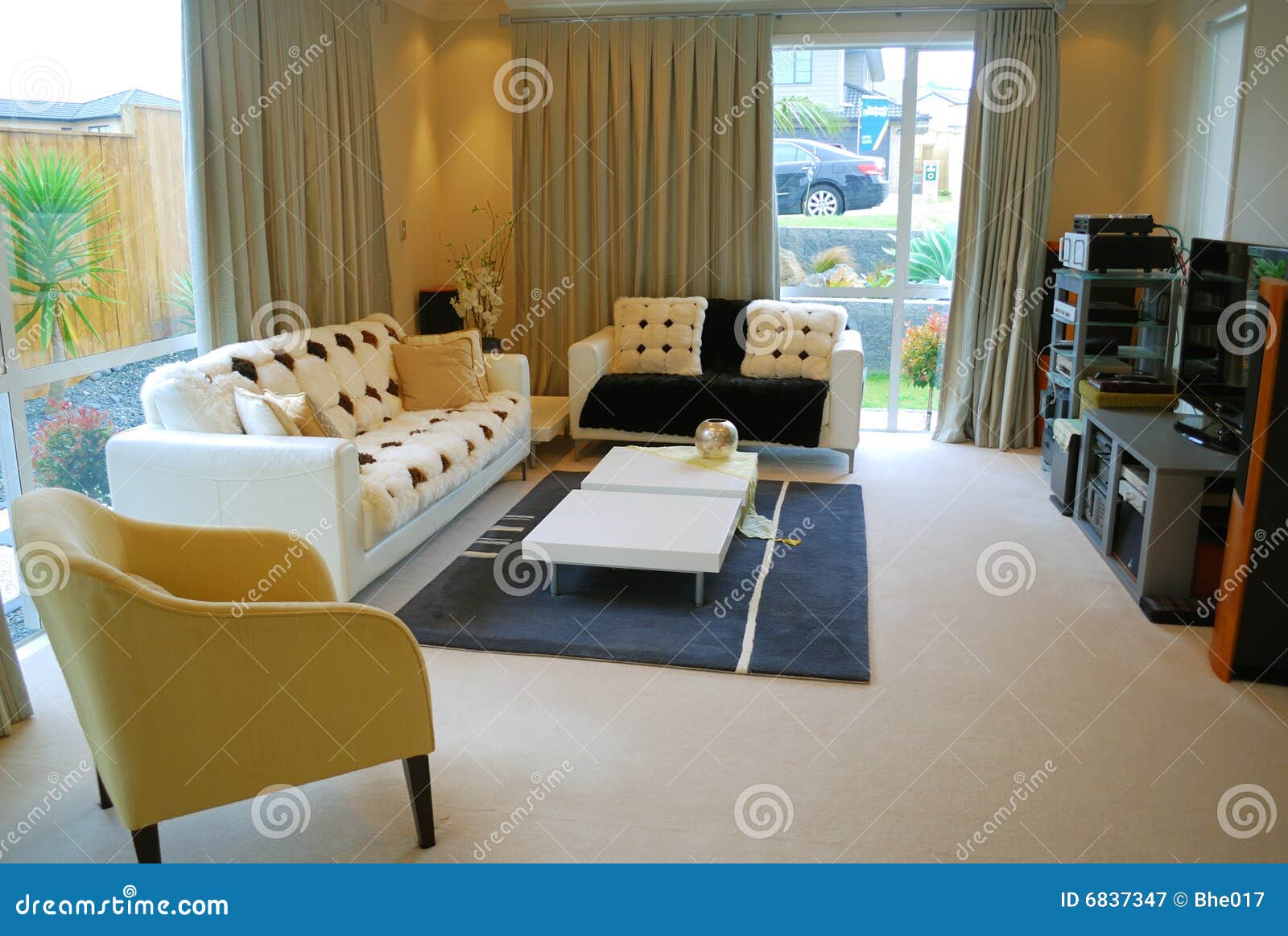 Stylish interior design stock image. Image of pillow, armchair - 6837347