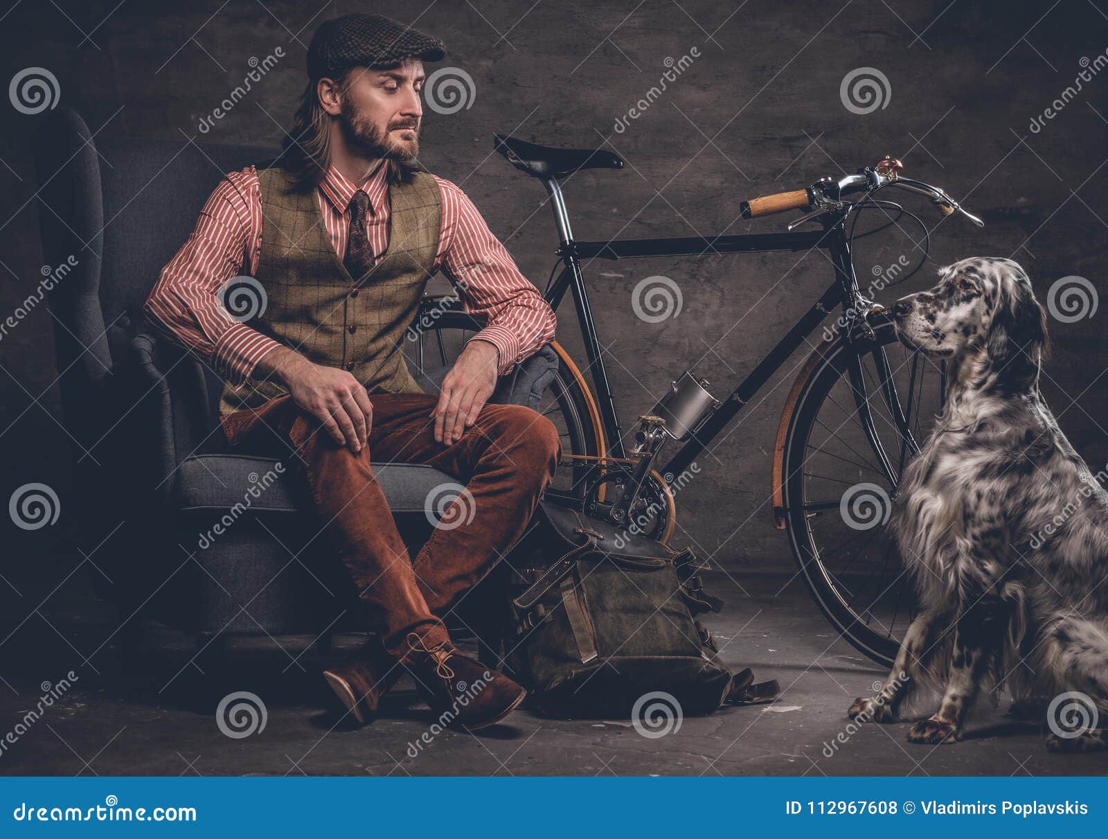 A Man with Dog and Bicycle. Stock Photo - Image of irish, biking: 112967608