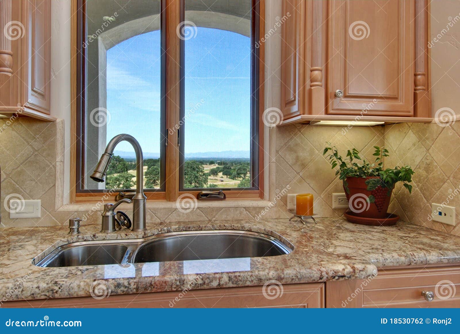 Stylish Kitchen Window View Stock Photo Image of county 