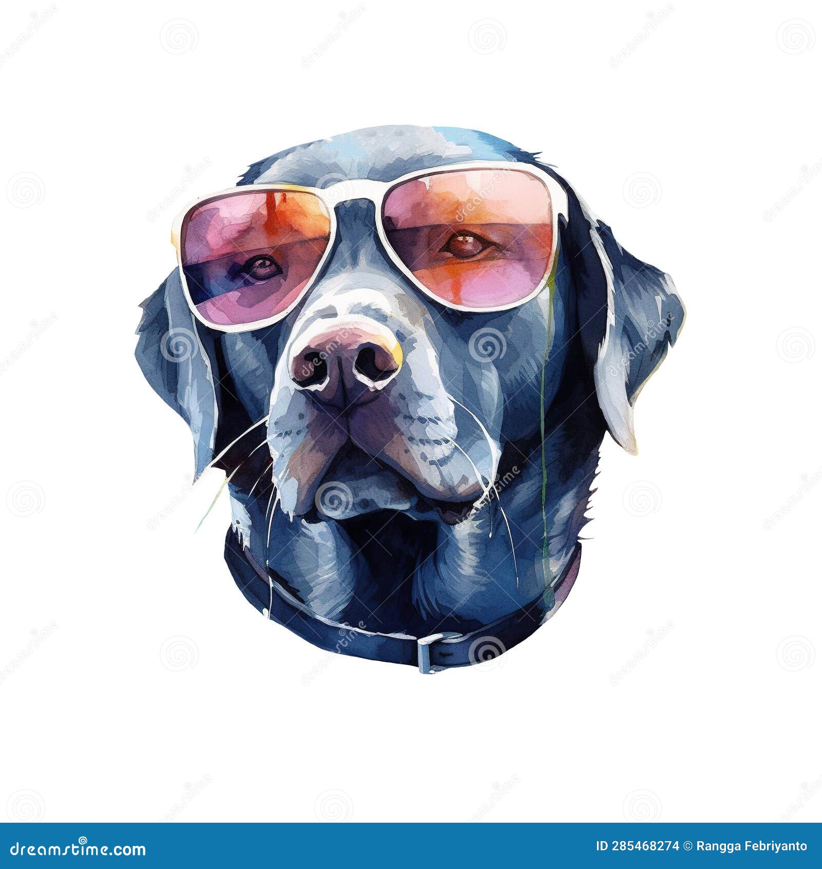 Stylish Labrador Retriever with Glasses Stock Illustration