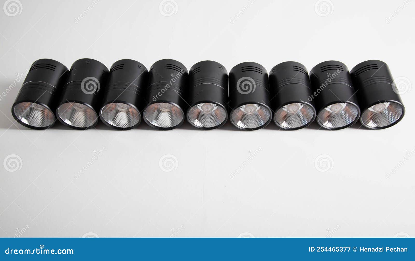 Stylish LED Ceiling Spotlights on a White Background. New Room Lighting