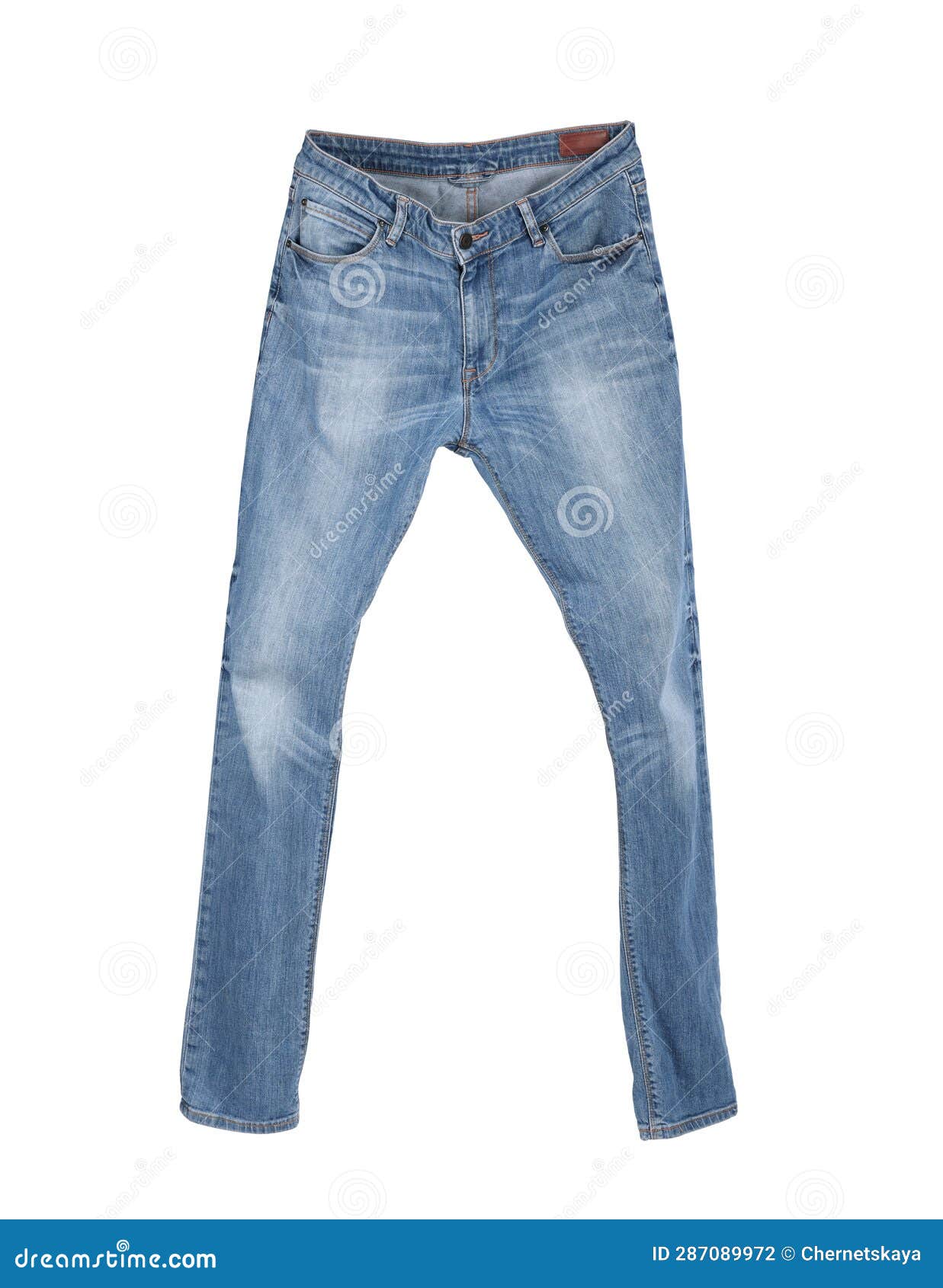 Stylish Light Blue Jeans Isolated on White Stock Photo - Image of ...