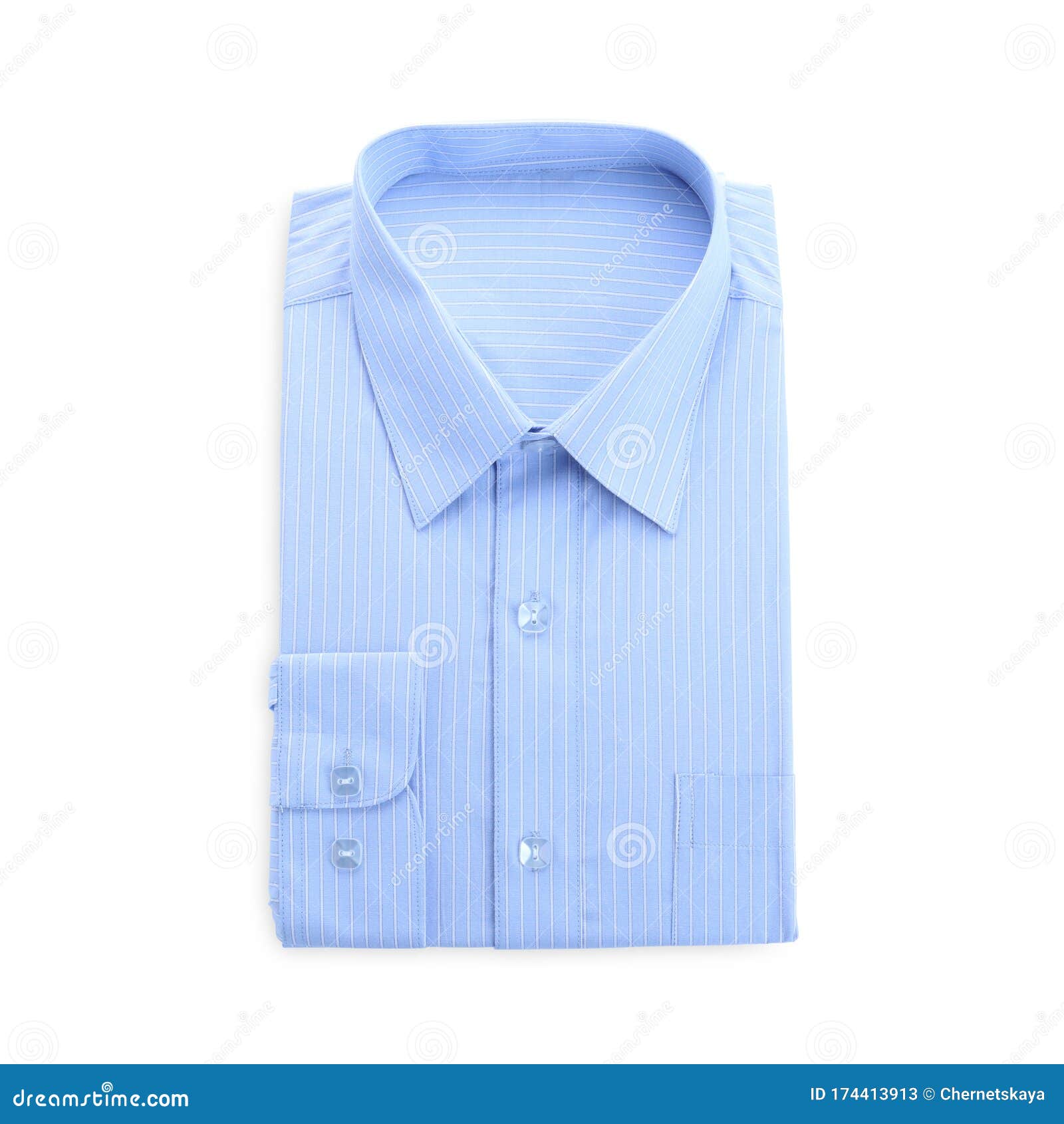 Stylish Light Blue Shirt Isolated on White. Dry-cleaning Service Stock ...