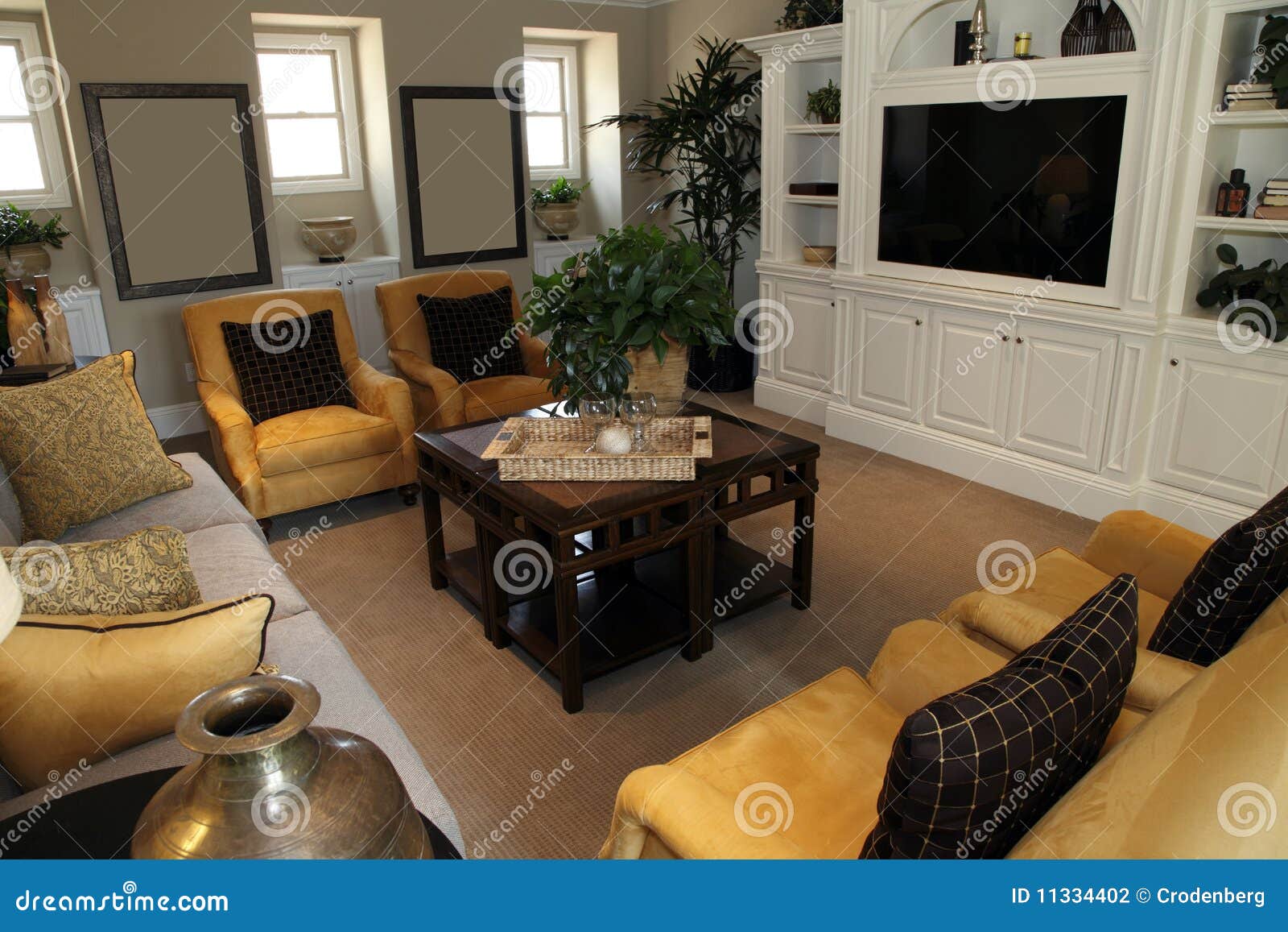 Stylish living room stock photo. Image of lobby, lounge 11334402