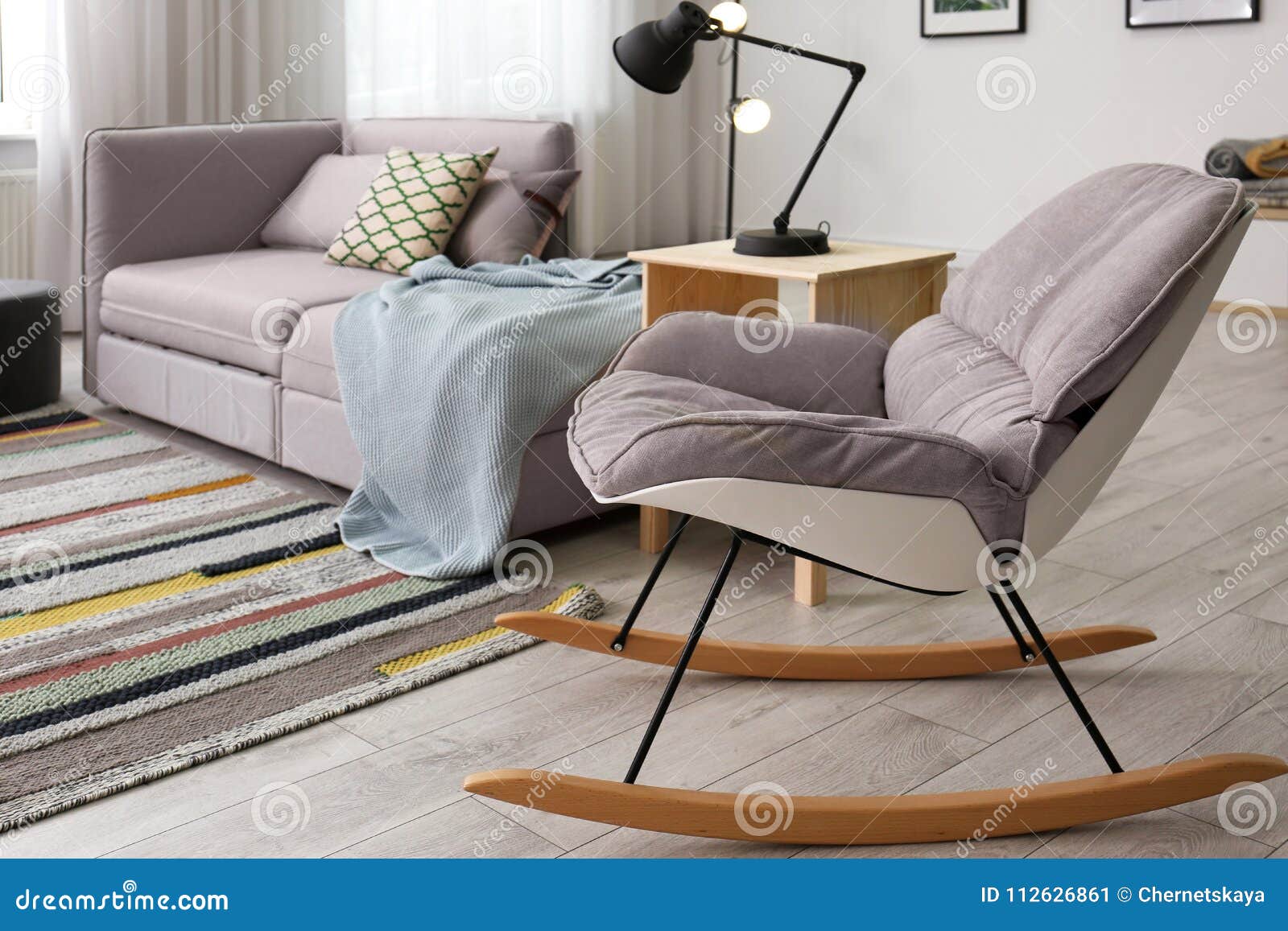 Stylish Living Room Interior With Rocking Chair Stock Image Image Of Leisure Stylish Living Room Interior With Rocking Chair Stock Image Image Of Leisure