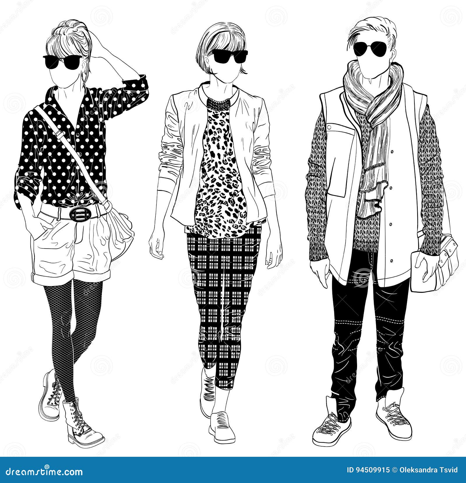 Vector Set of Sketch Fashion Male Models Stock Illustration  Illustration  of model color 83513529
