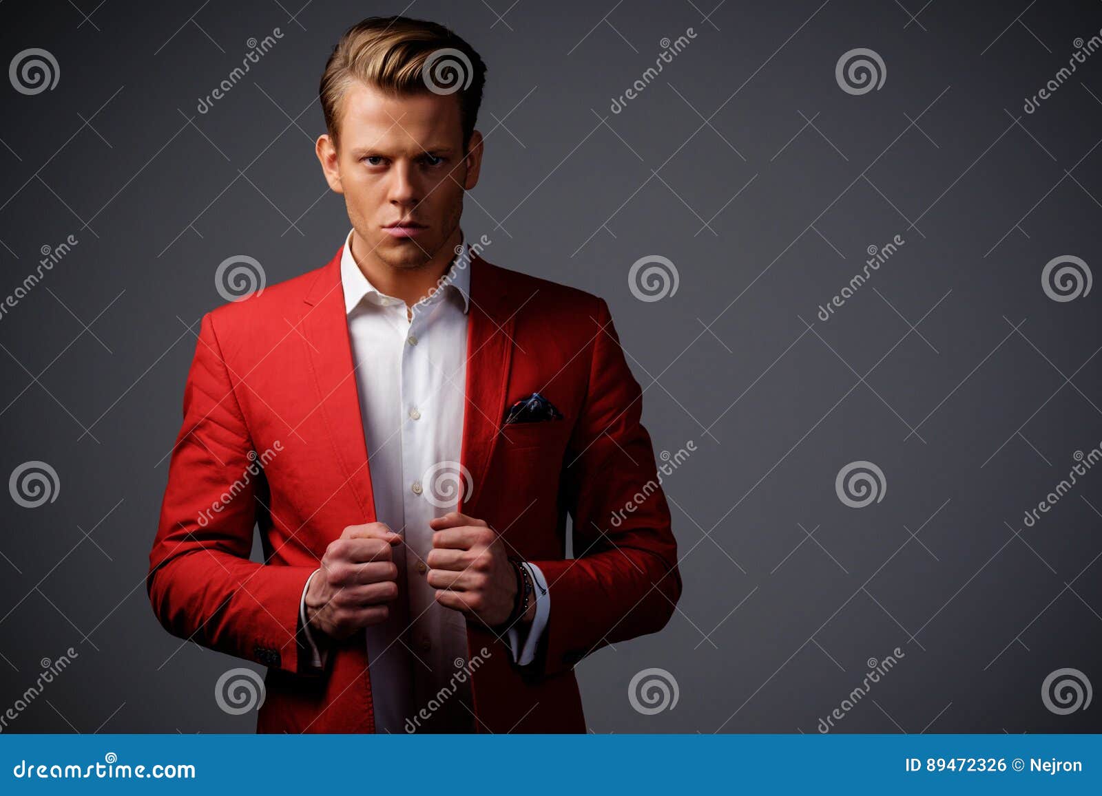 Stylish man in red jacket stock photo. Image of cool 89472326