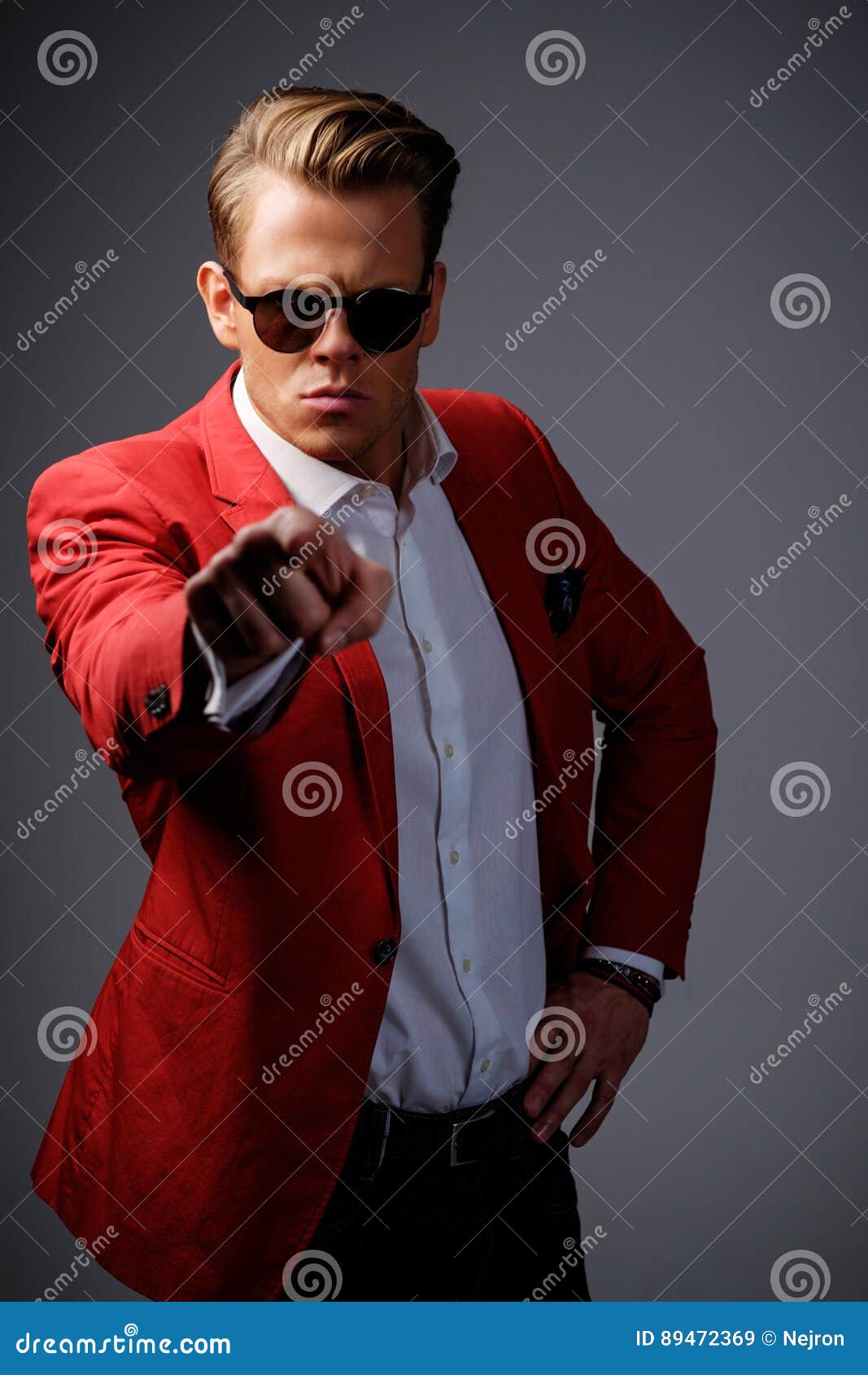 Stylish man in red jacket stock image. Image of hairstyle 89472369