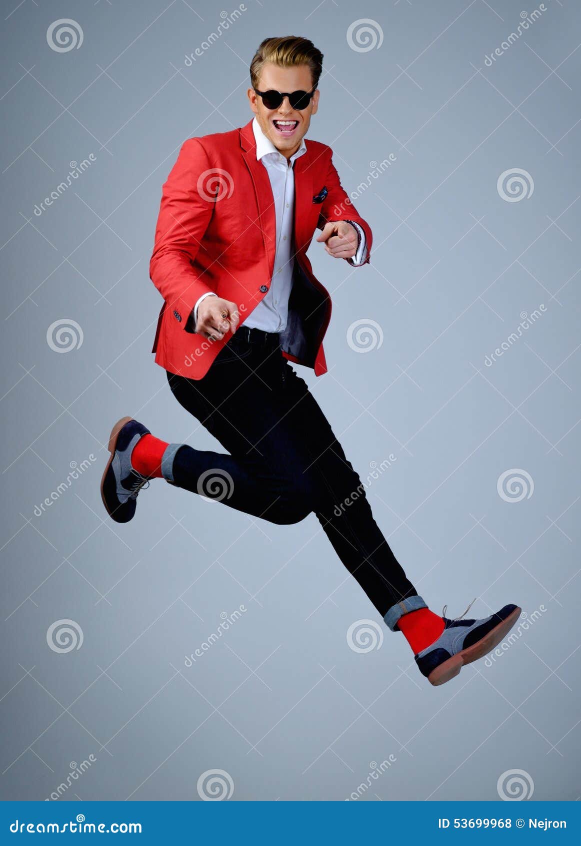 Stylish man in red jacket stock photo. Image of cool 53699968