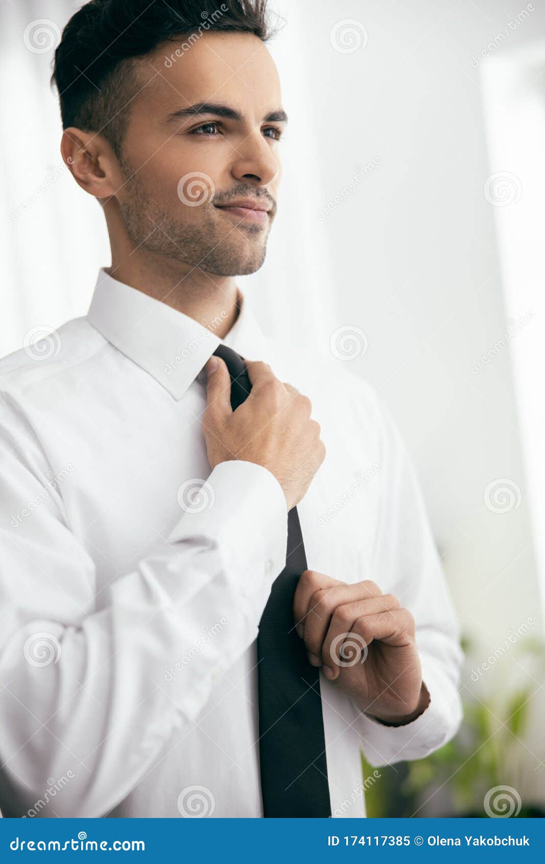 Stylish Man Wearing White Shirt in Room Stock Image - Image of casual ...