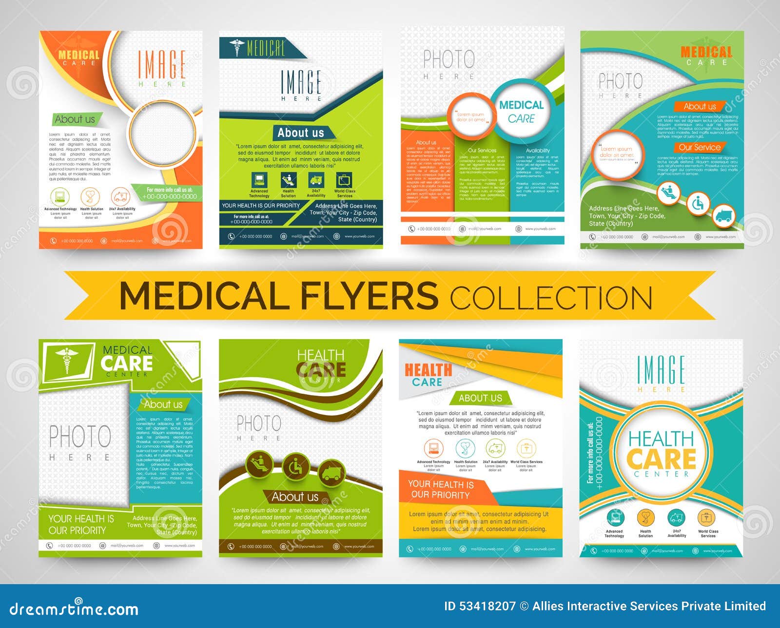 Stylish Medical Flyers, Templates or Brochures Collection. Stock Pertaining To Free Health Flyer Templates