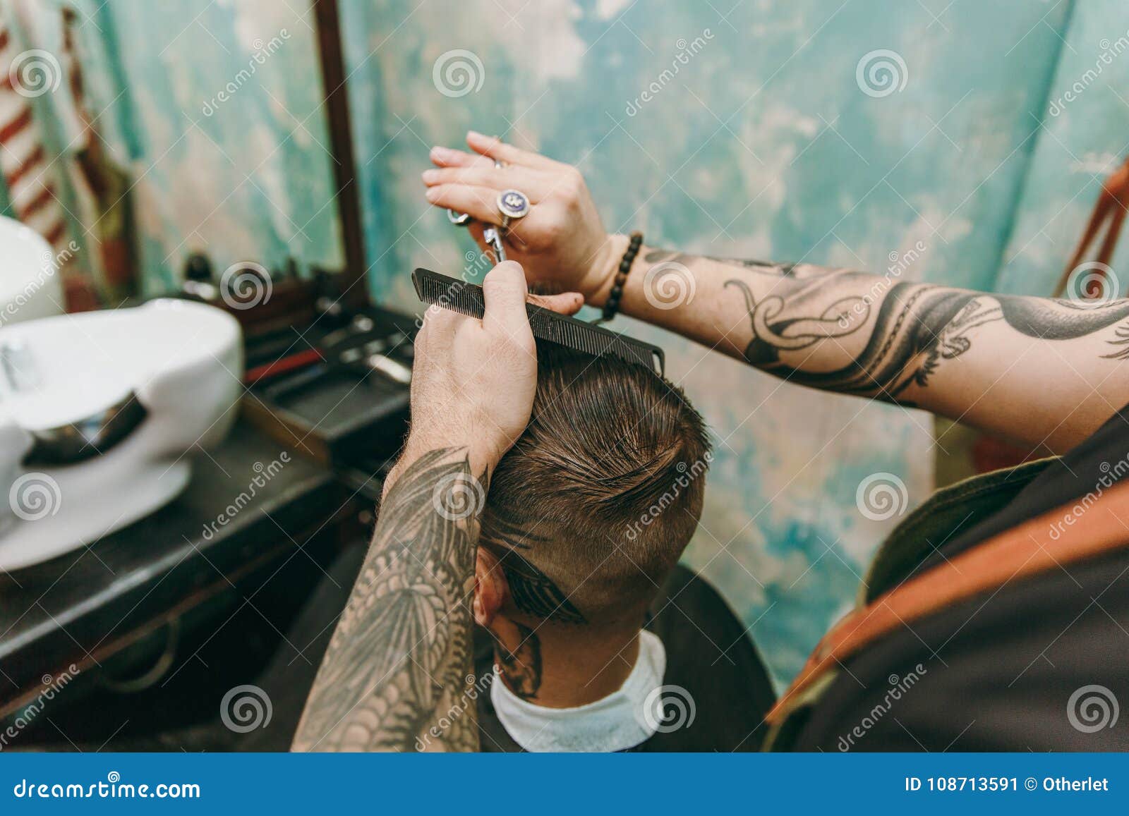 Stylish Men S Hairdresser Barbershop Stock Image Image Of Comb