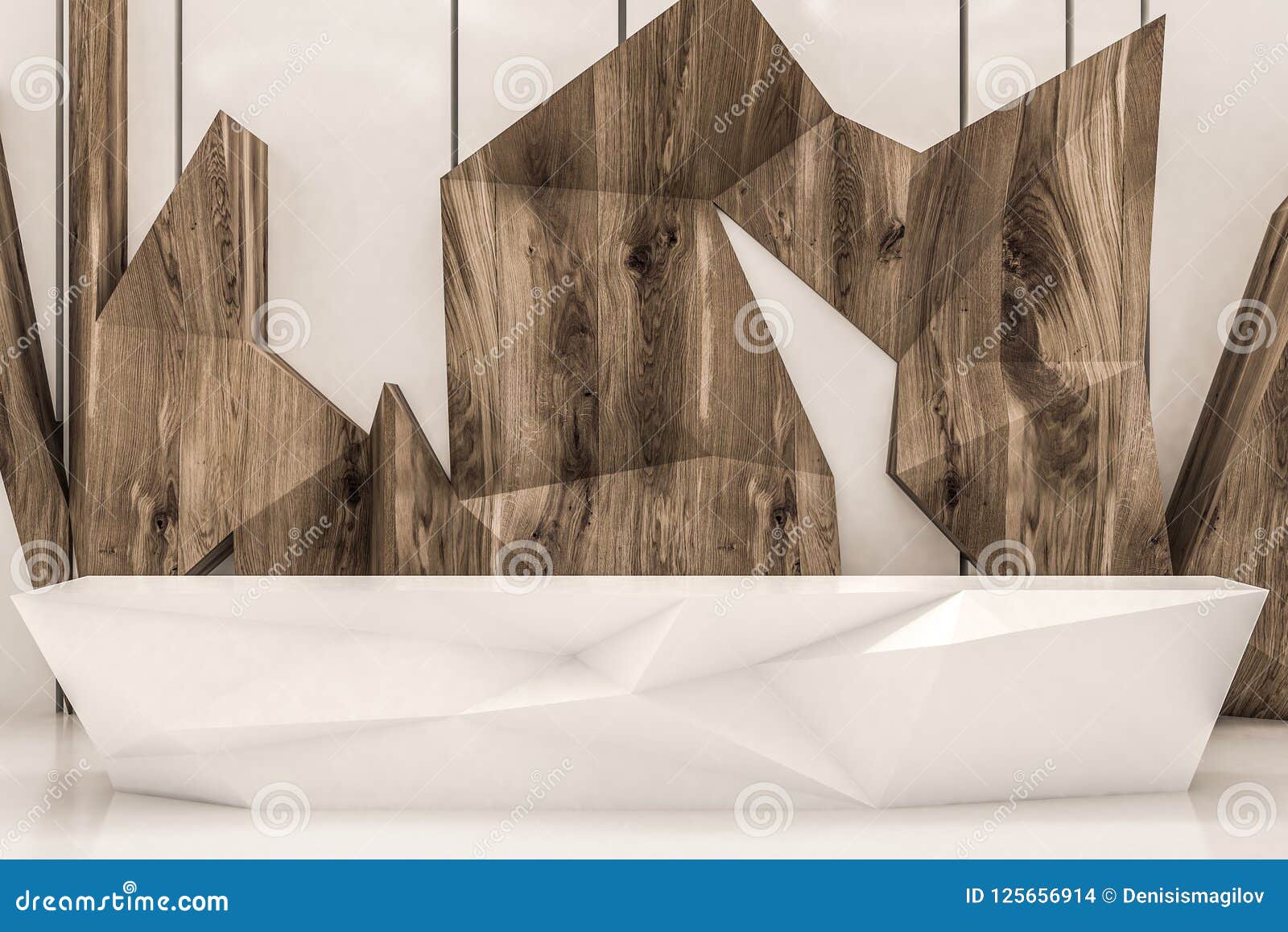 Stylish Office Lobby Reception Desk Wood Stock Illustration