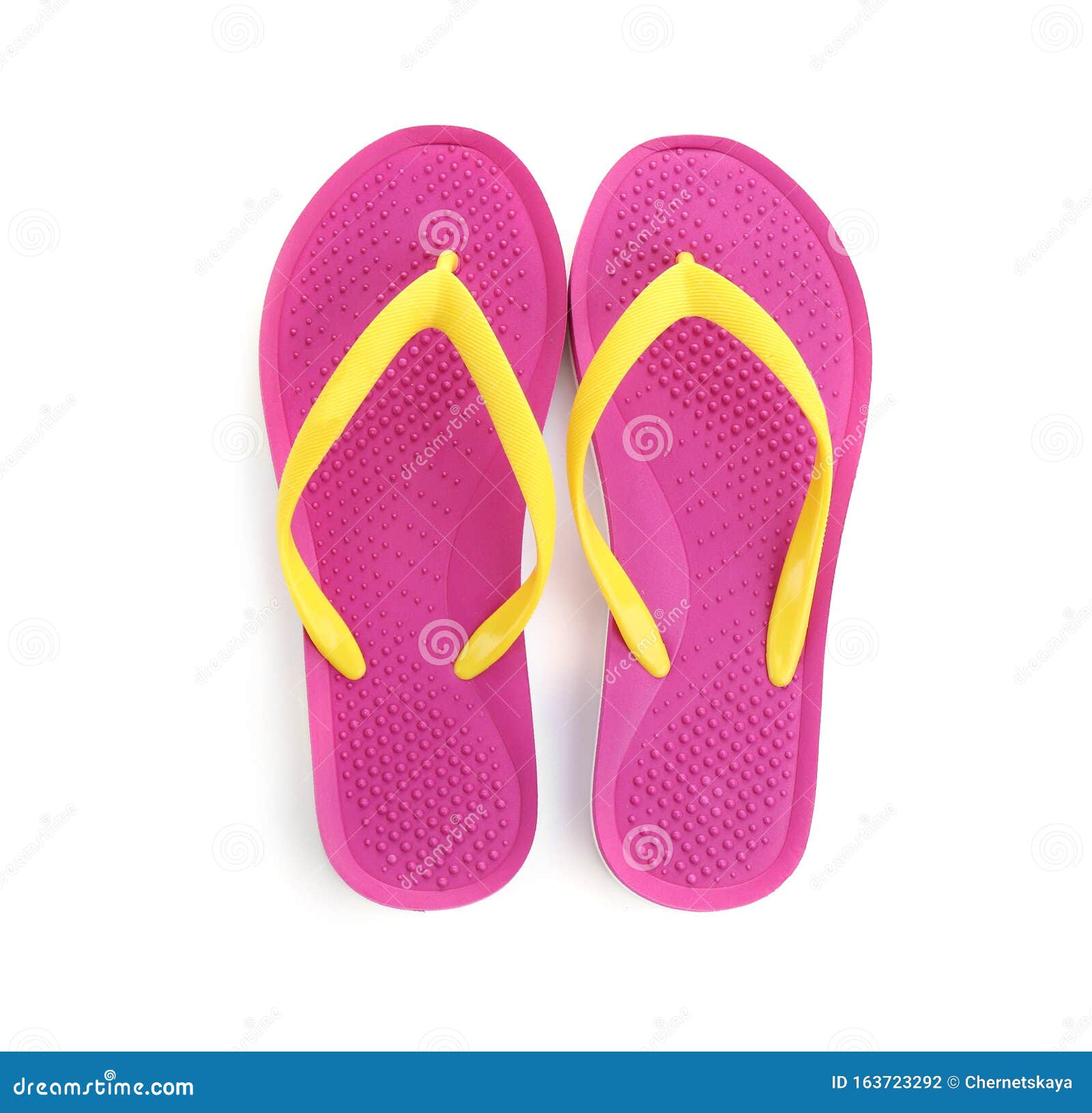 Download Stylish Pink Flip Flops Isolated On White, Top View Stock ...