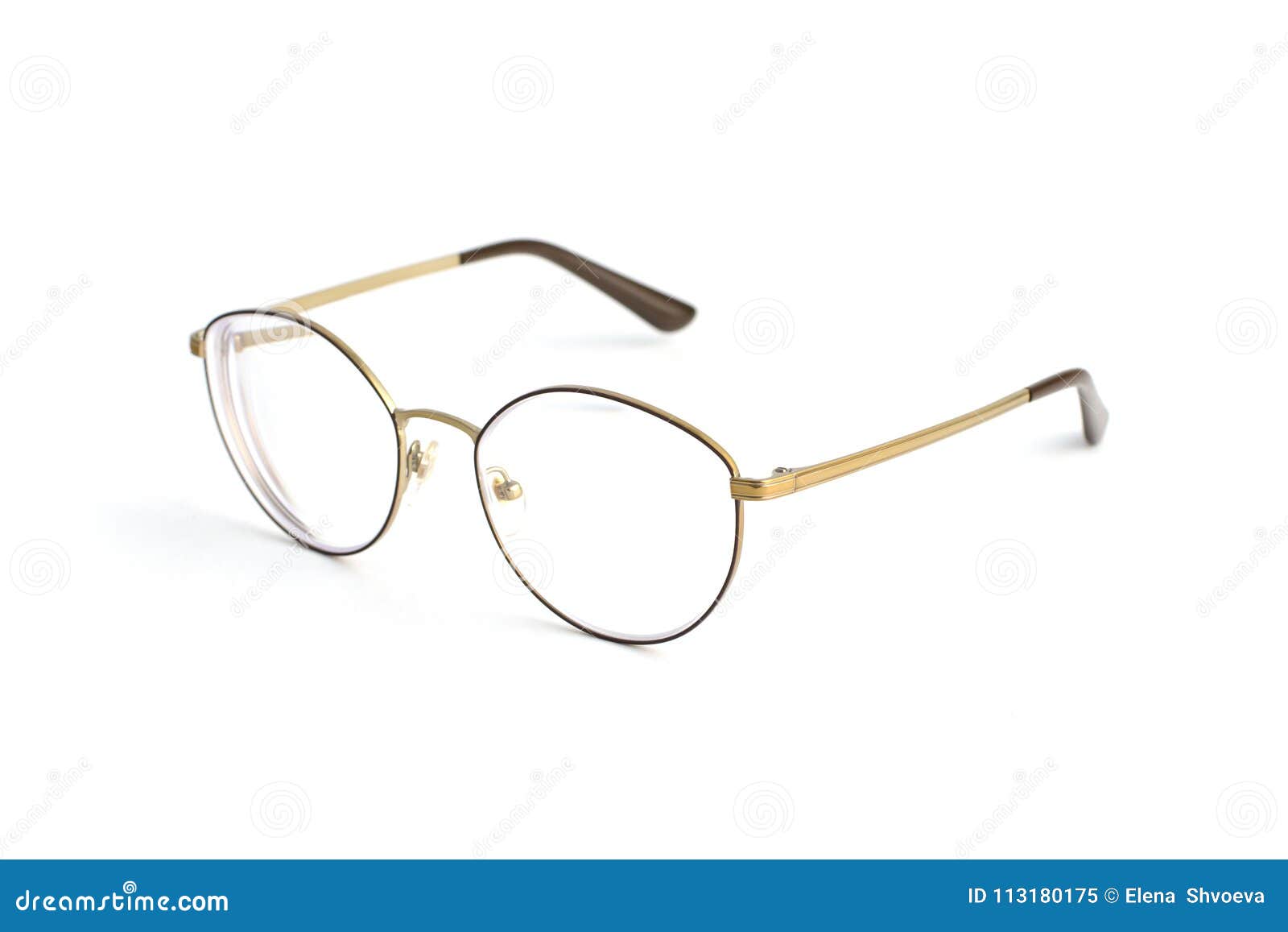 Stylish Popular Thin Round Glasses with Diopters Isolated on White