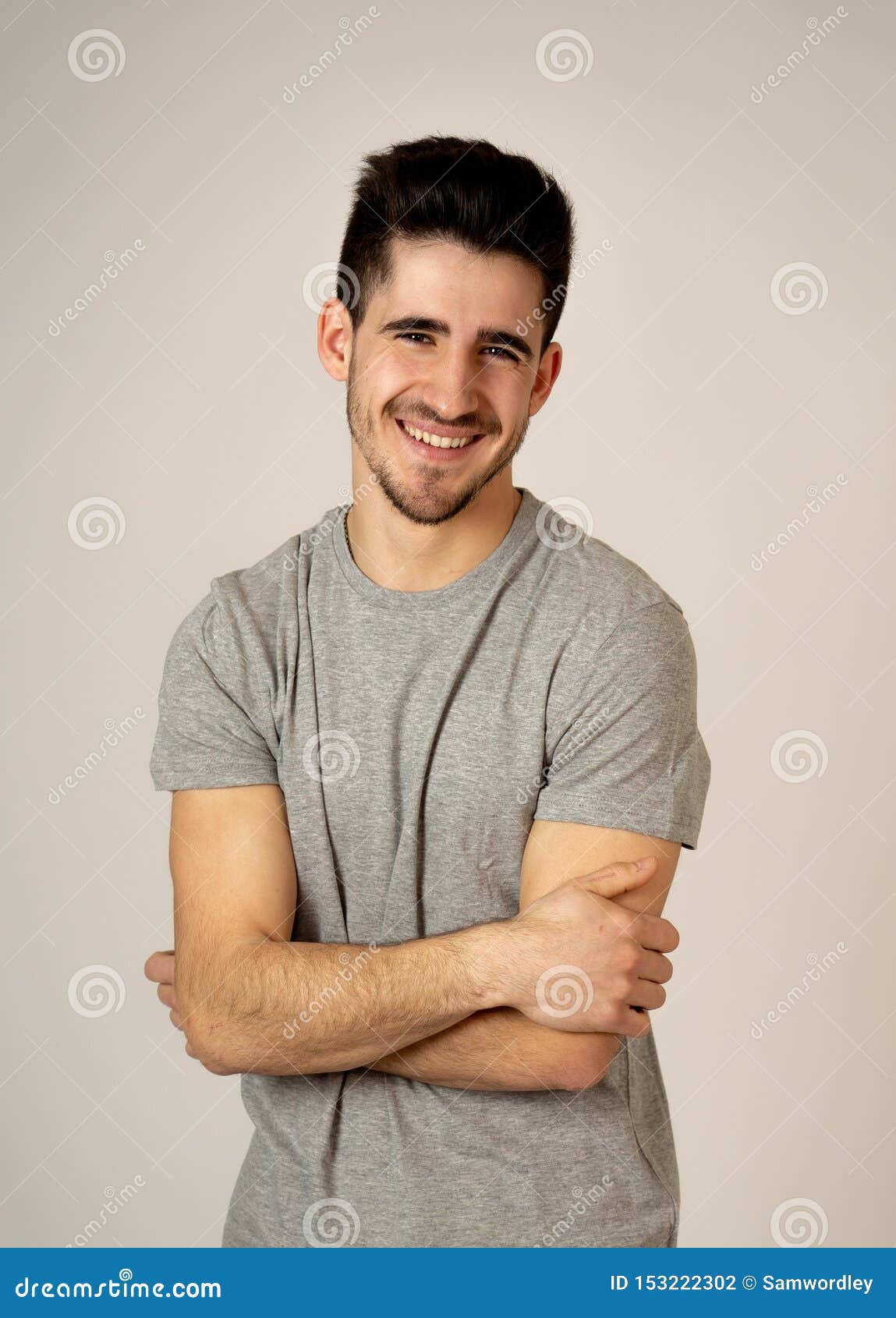 Stylish Portrait of Young Cool Man Isolated on Neutral Background Stock ...