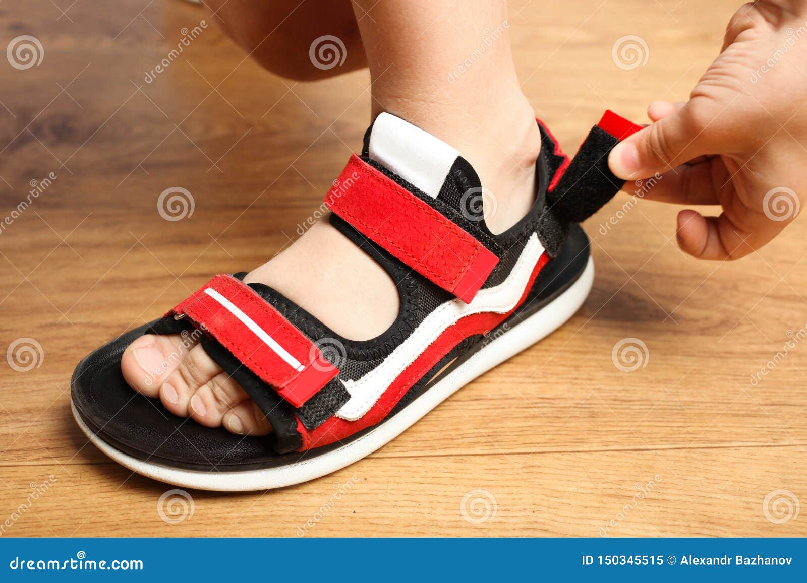 stylish red sandals with velcro