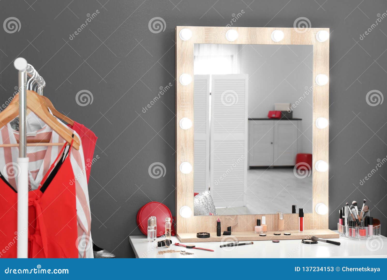 Stylish Room With Dressing Table Mirror Stock Image Image