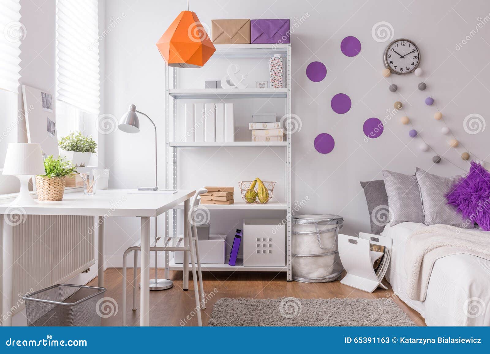 Stylish Room for Female Student Stock Image - Image of teenager, table: 65391163