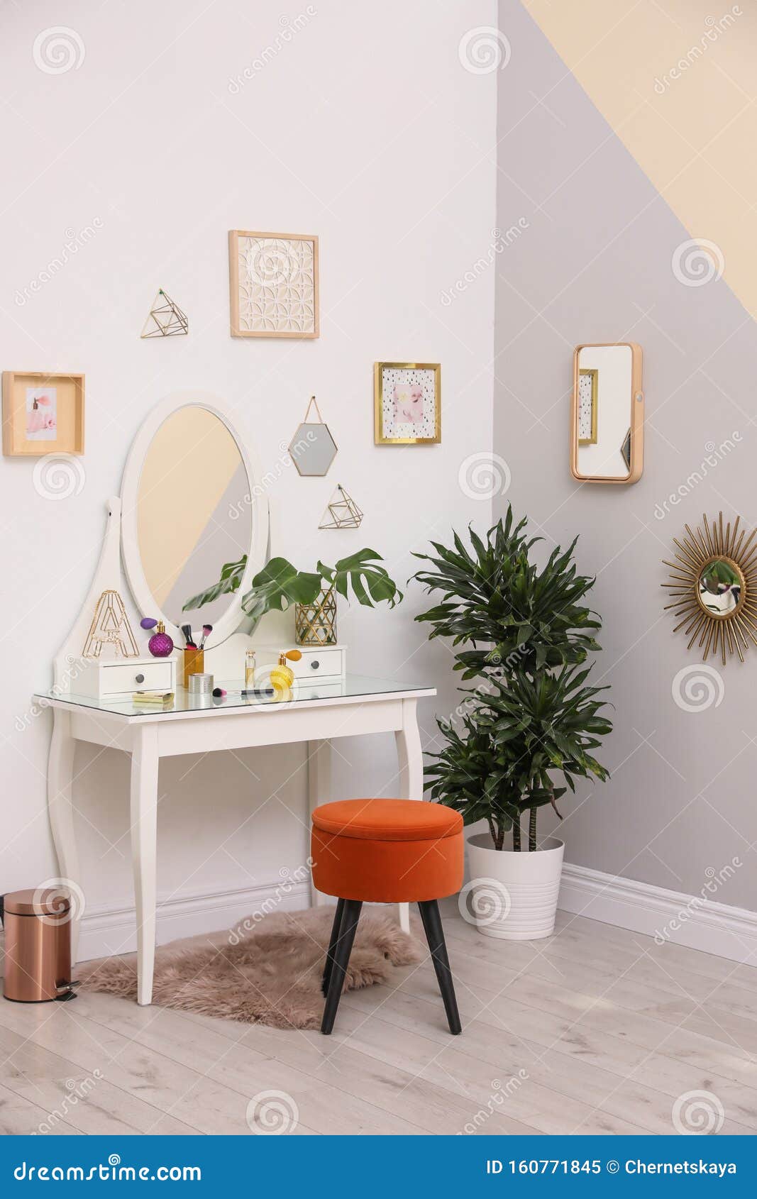 Stylish Room Interior With Modern Dressing Table Near Wall Stock Image Image Of Idea Domestic 160771845,Modern Style Bedroom Modern Dressing Table Design