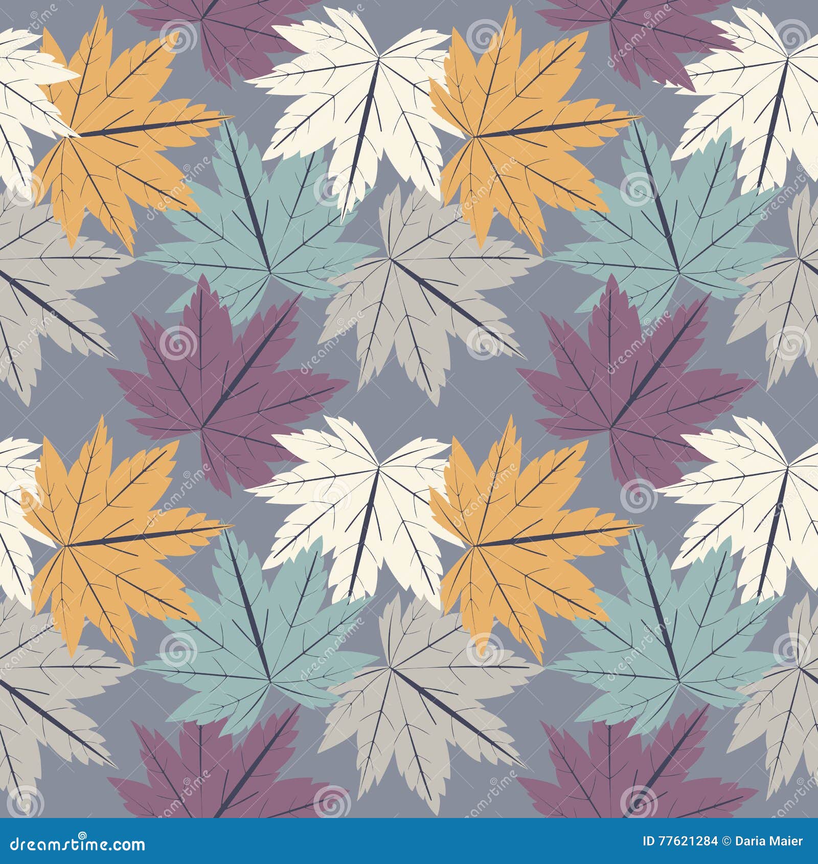 Stylish Seamless Pattern with Maple Leaves Stock Vector - Illustration