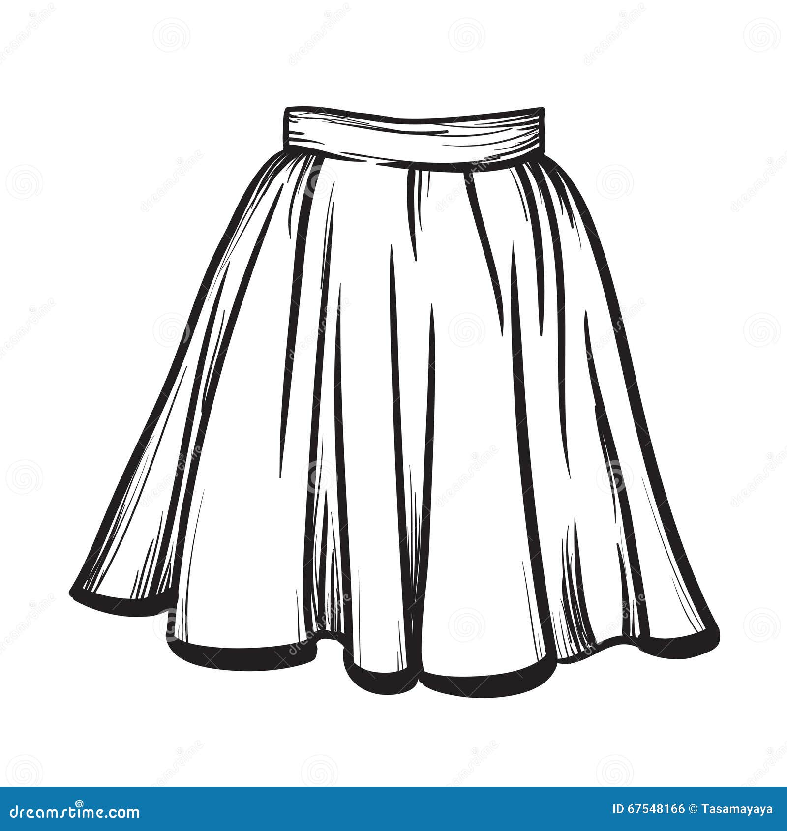 Stylish Skirt Model Hand Drawn Vector Illustration Stock Vector