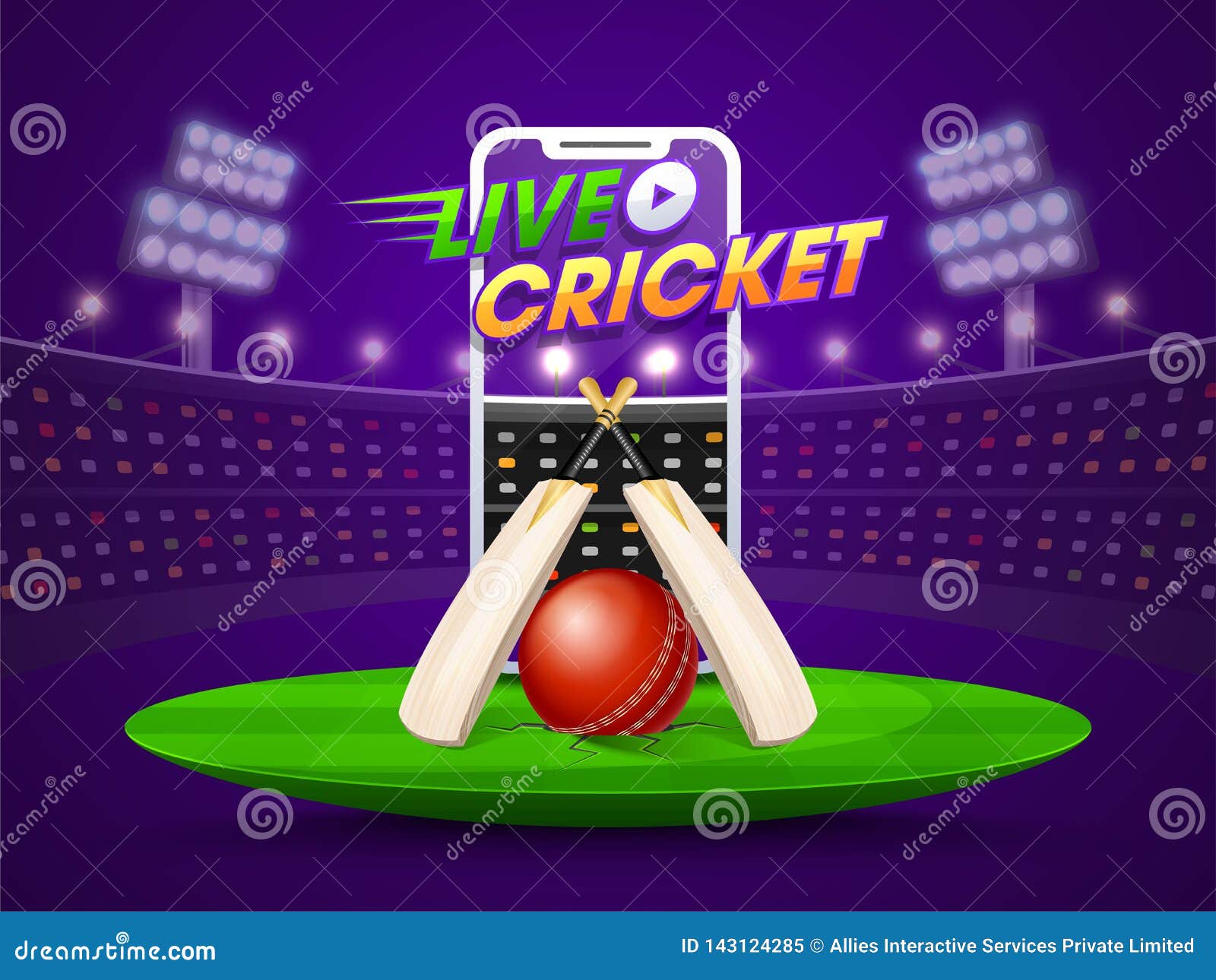 Stylish Smartphone Video Screen Showing Live Cricket Match