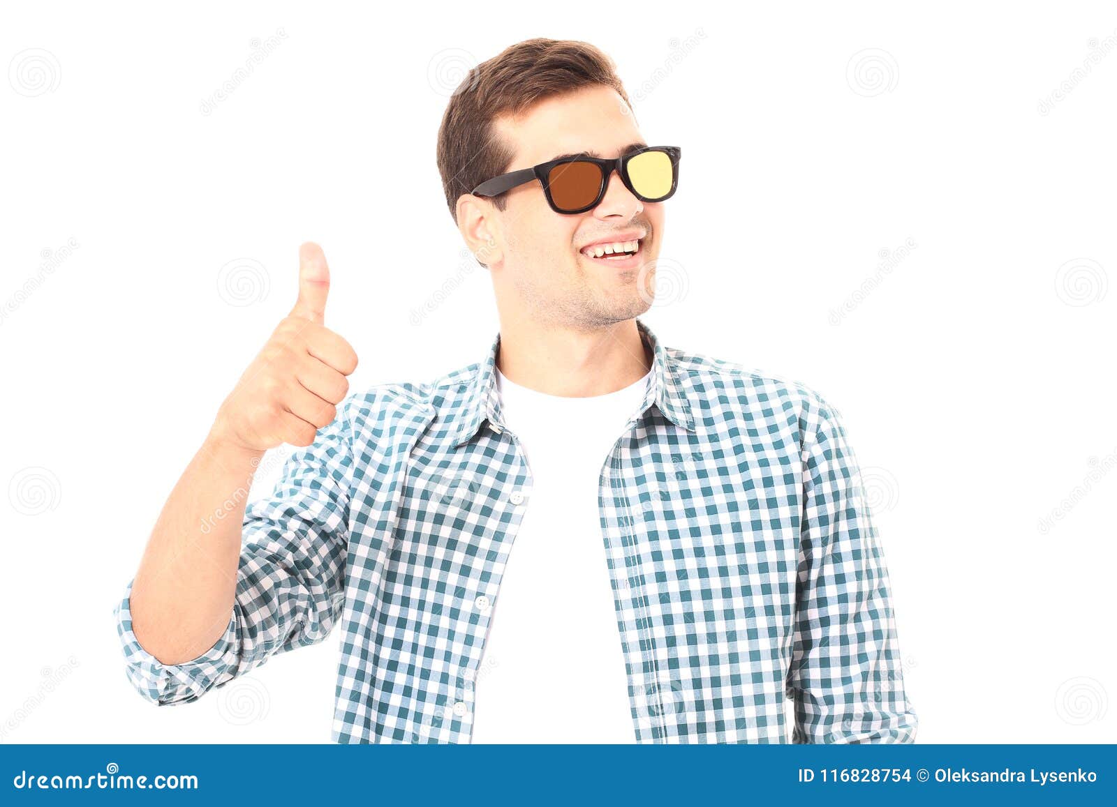 Stylish Smiling Guy. Cheerful Young Handsome Man in Sunglasses with ...
