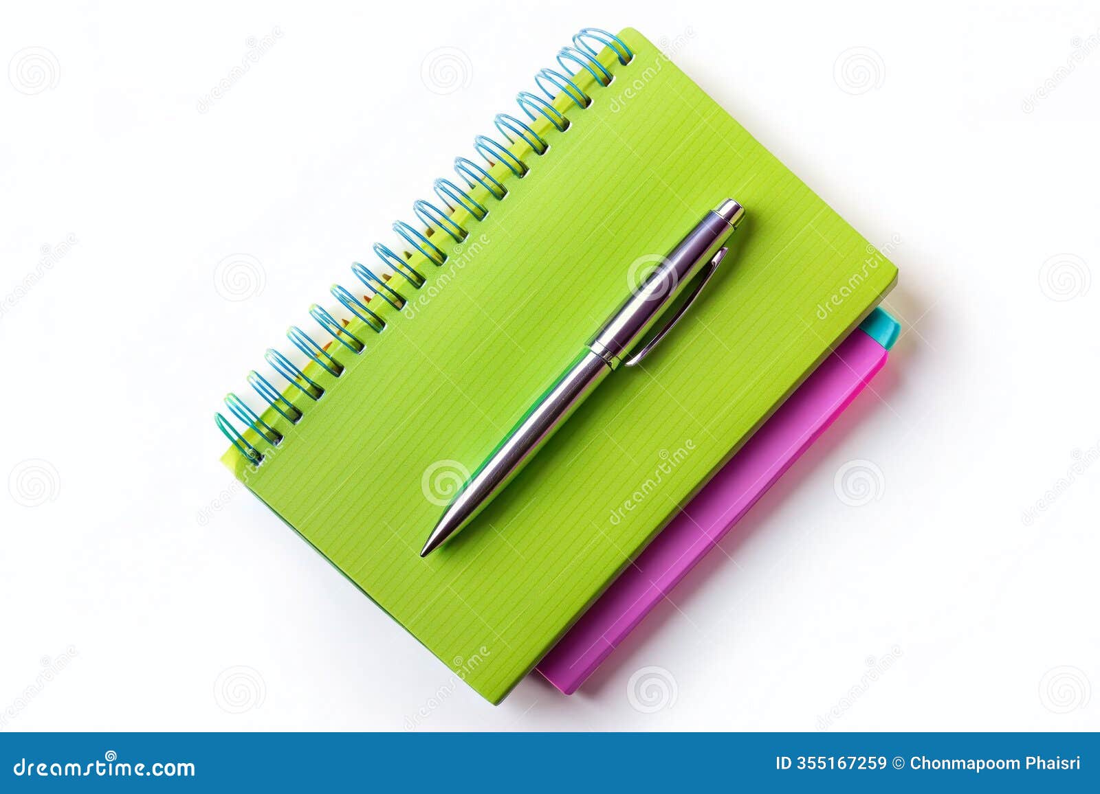 a stylish spiral notebook and pen set overhead view for notetaking inspiration and productivity