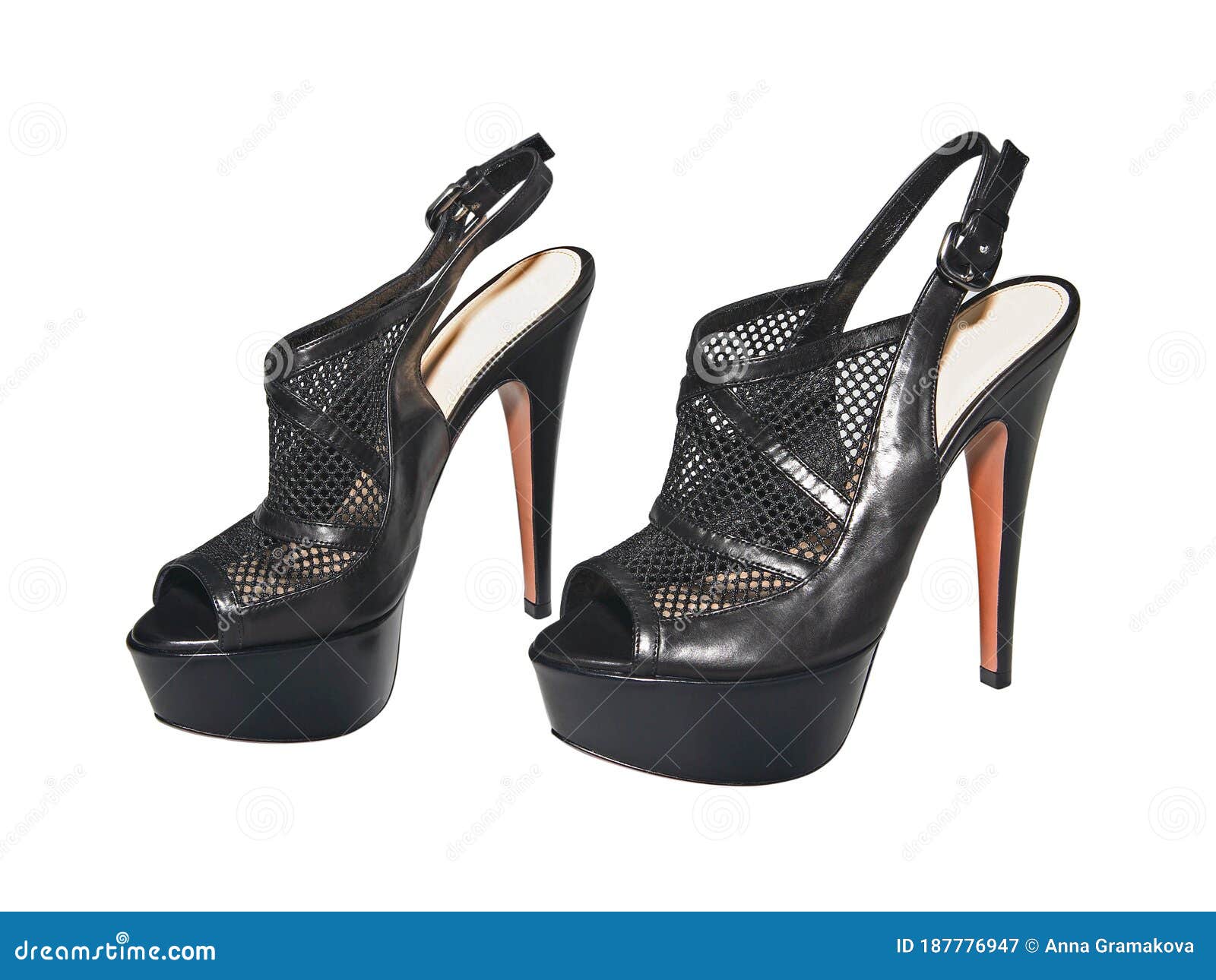 female black leather shoes