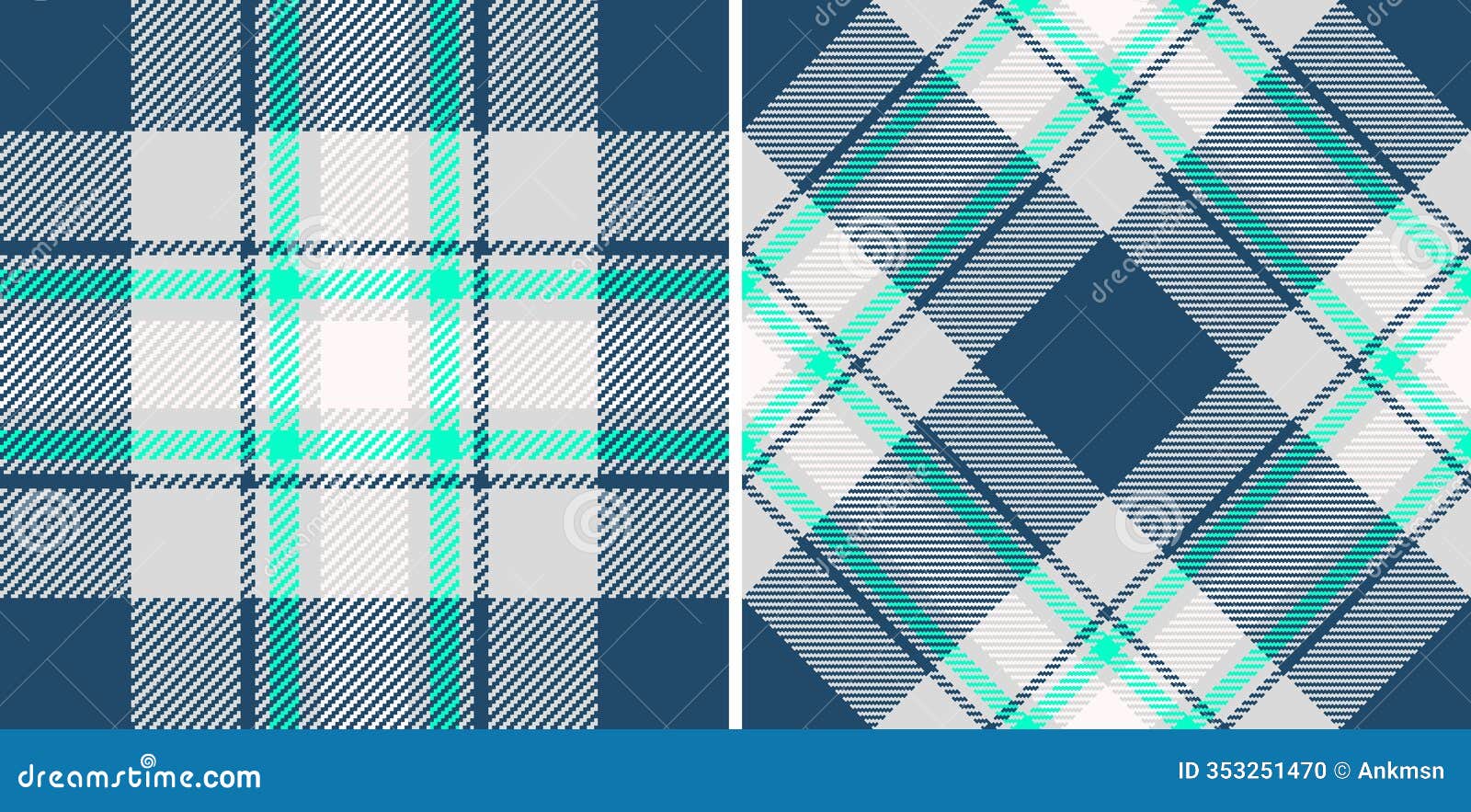 stylish teal, gray, and white plaid patterns. perfect for textile , fashion, websites, or packaging. two distinct yet