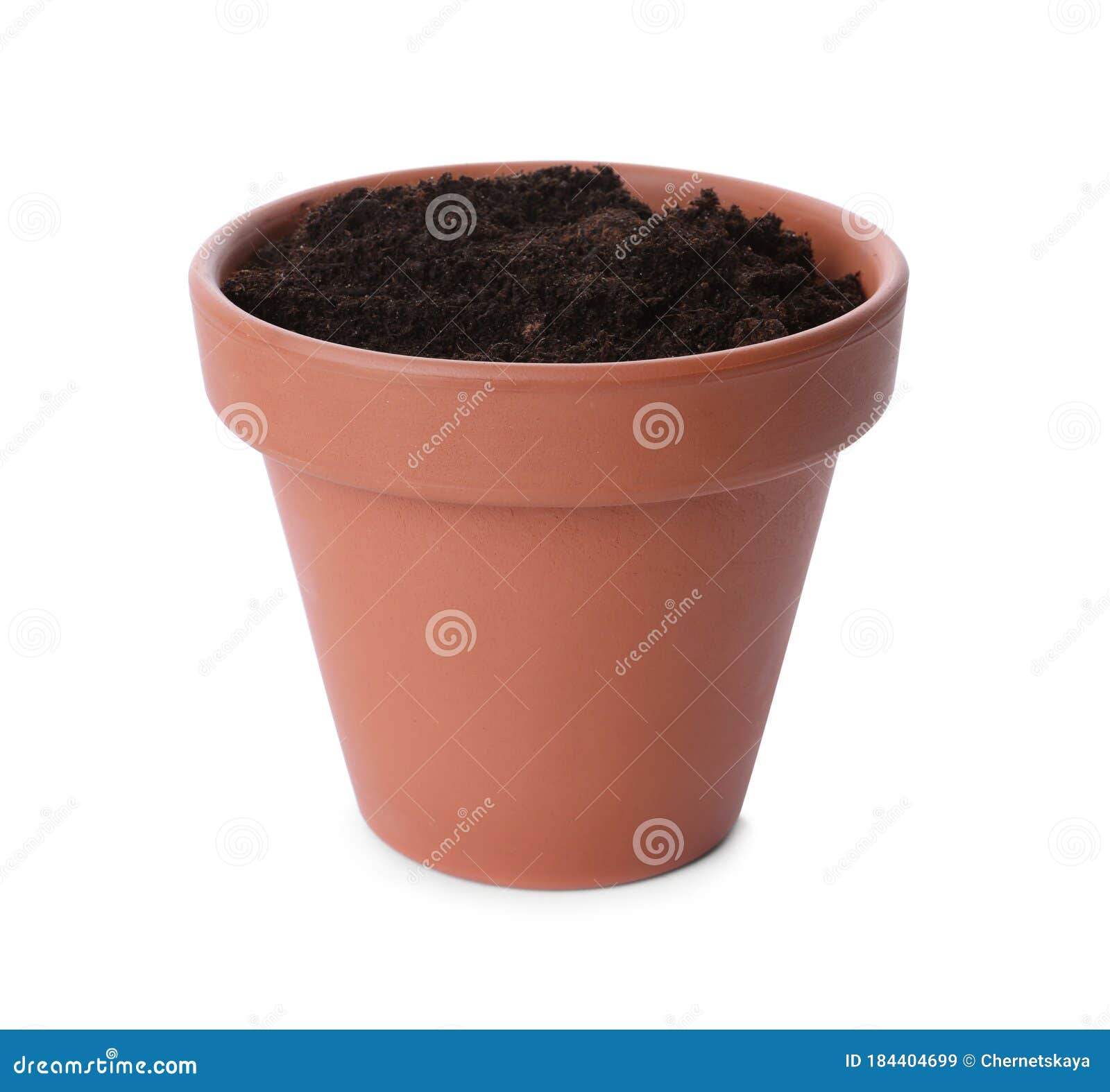 Stylish Terracotta Flower Pot with Soil Isolated Stock Image Image of