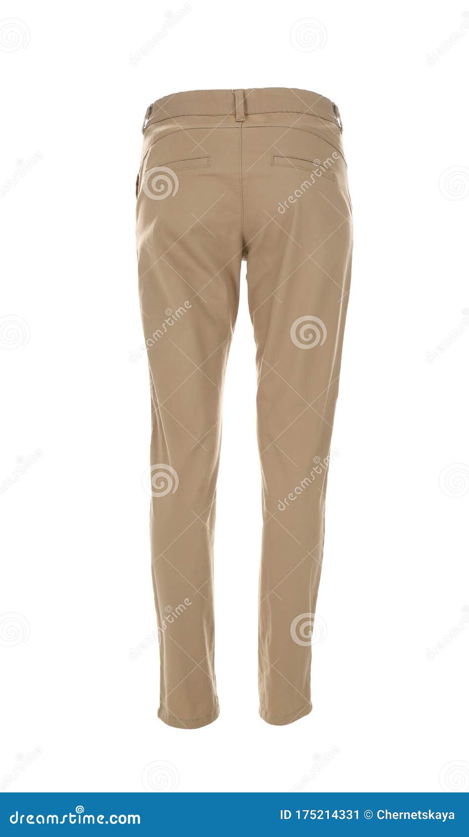 Stylish Trousers on Mannequin Against White Background, Back View. Men ...