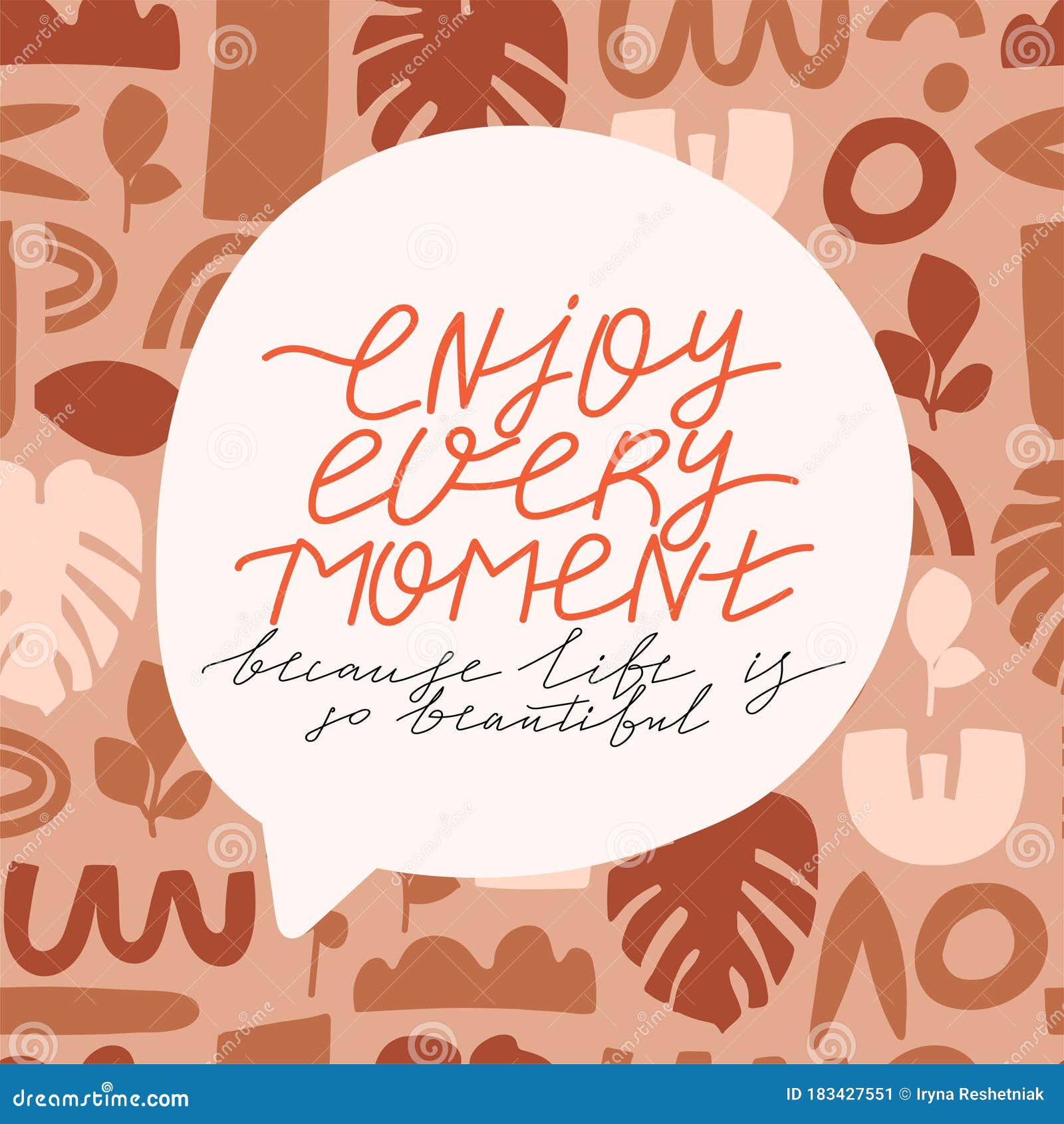 Enjoy every moment inspirational quote Royalty Free Vector