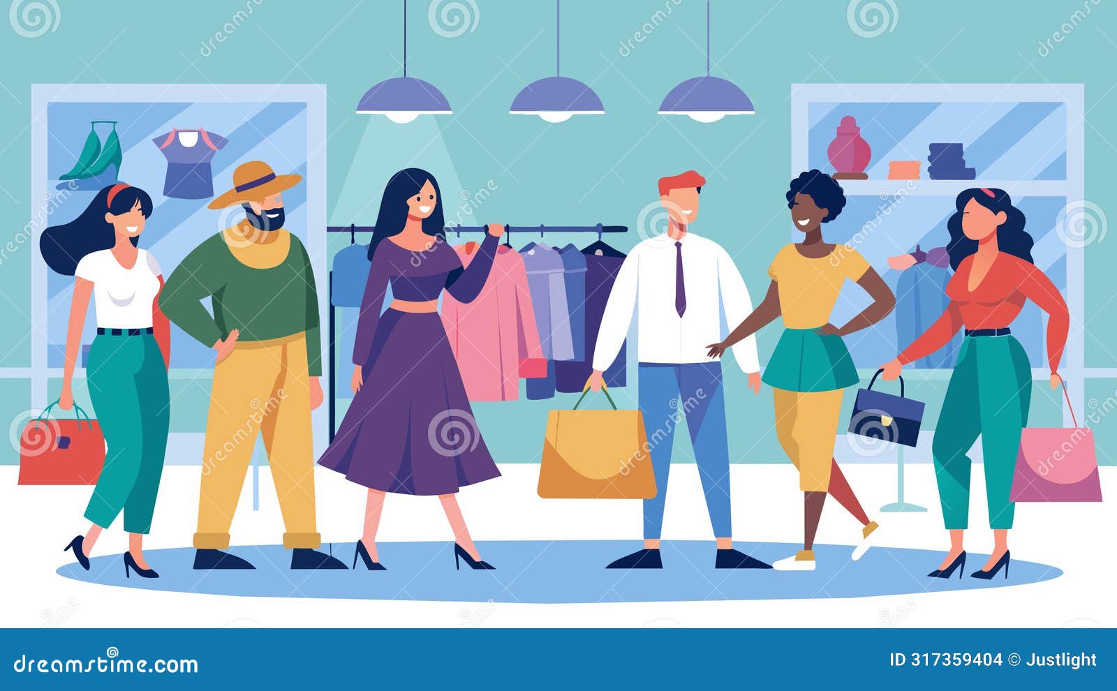 in a stylish upscale neighborhood a group of fashionistas comb through the racks of a er consignment store giddy