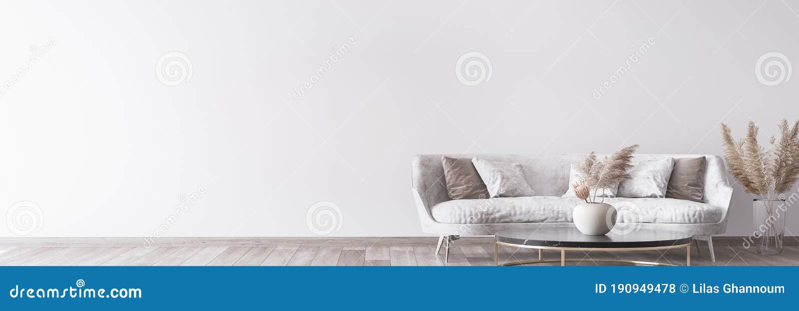 stylish white modern living room interior, home decor