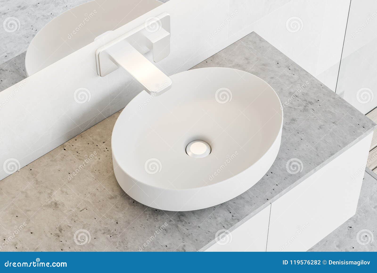 White Stylish Bathroom Sink Top View Stock Illustration