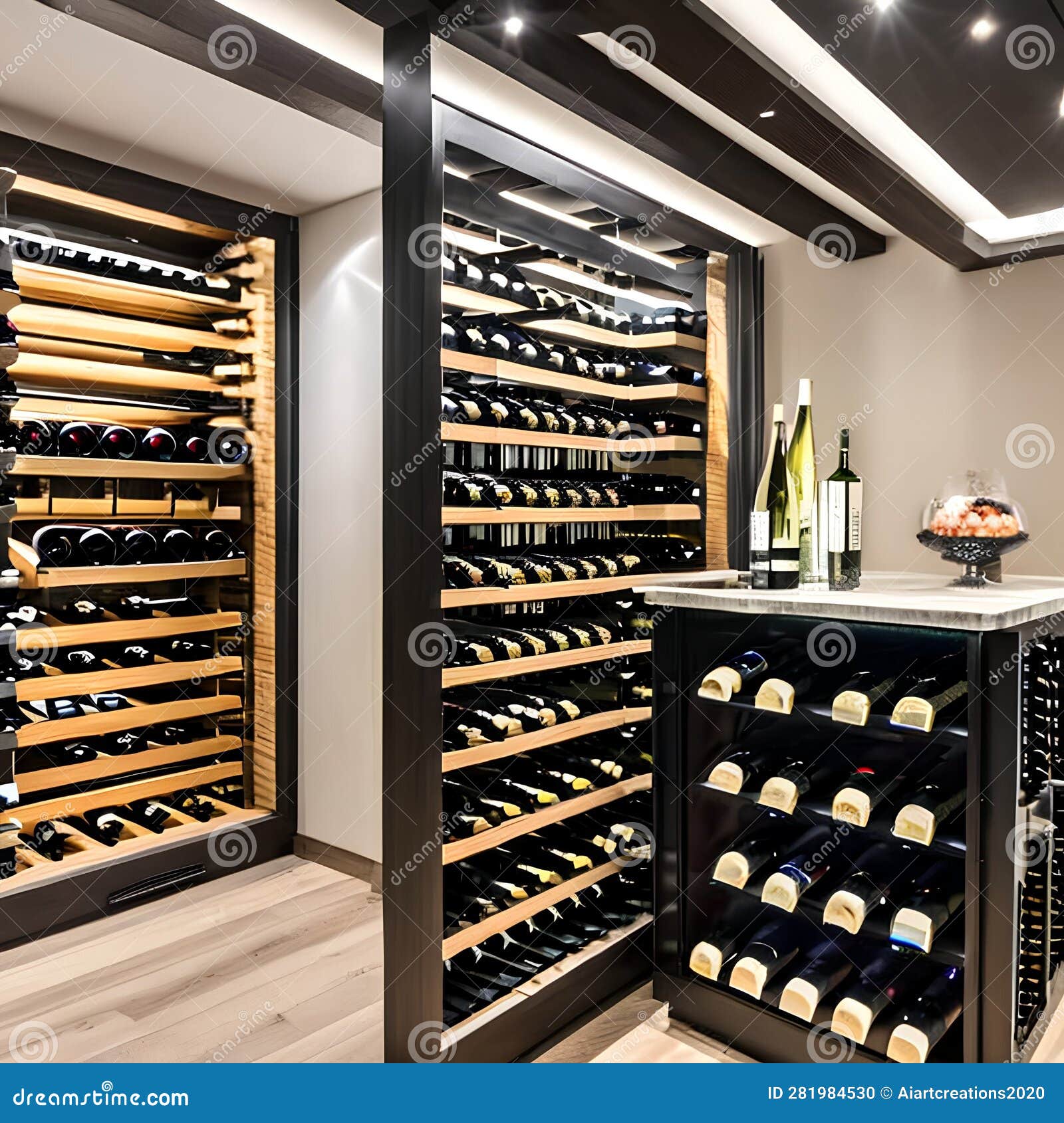 A Stylish Wine Cellar with Climatecontrolled Racks, a Tasting Table