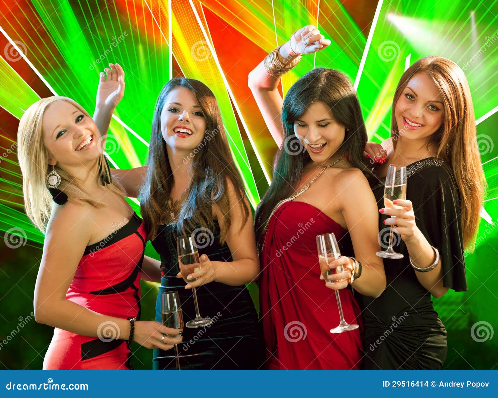 Stylish Women Toasting with Champagne Stock Photo - Image of beautiful ...